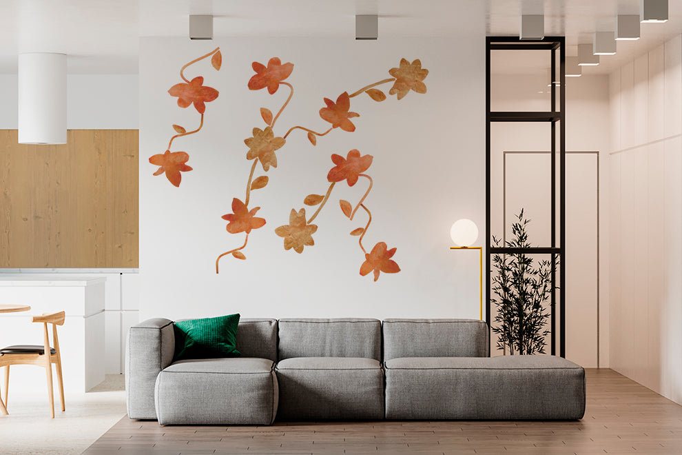 rødt blomstret tapet