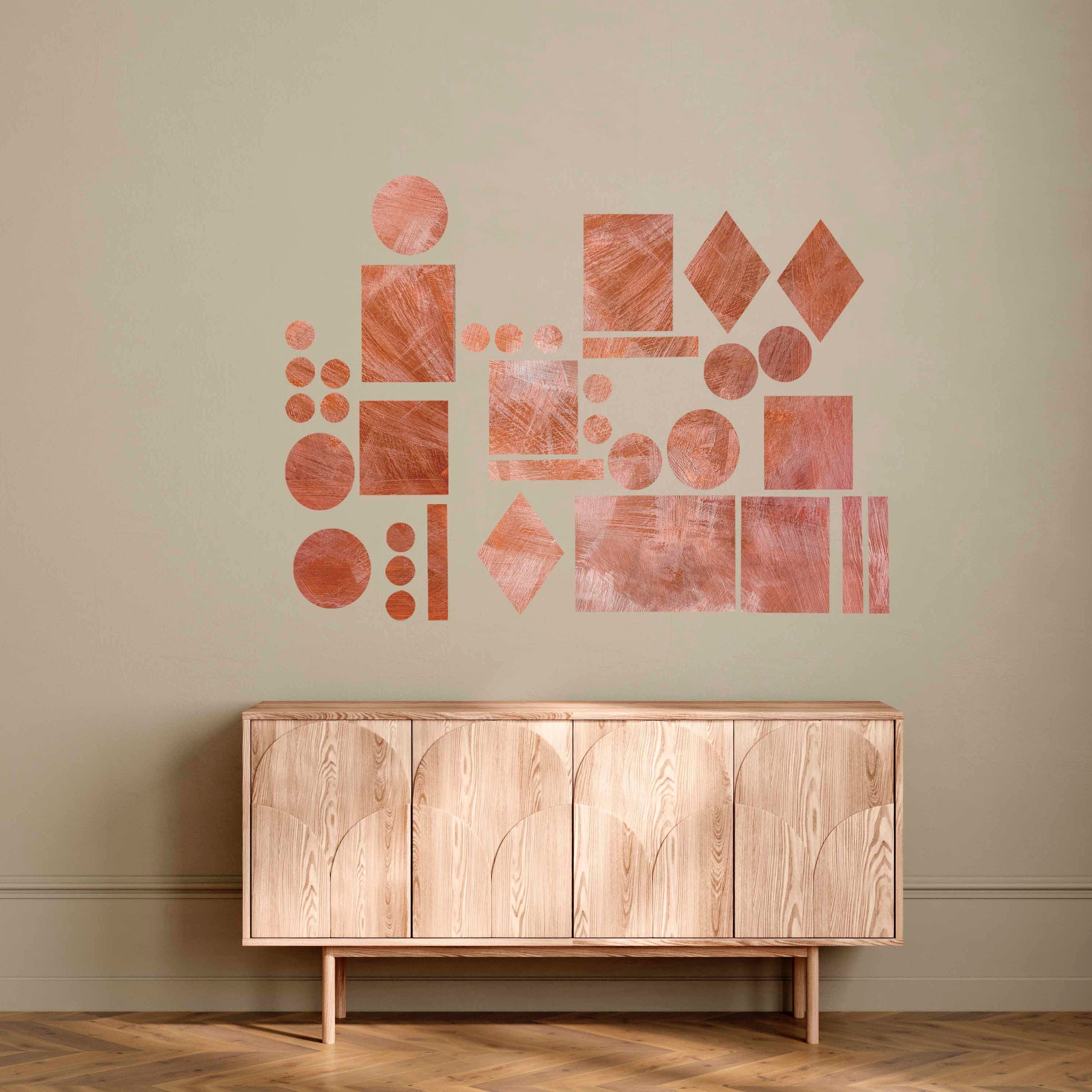 geometrisk vægdekoration i kobber