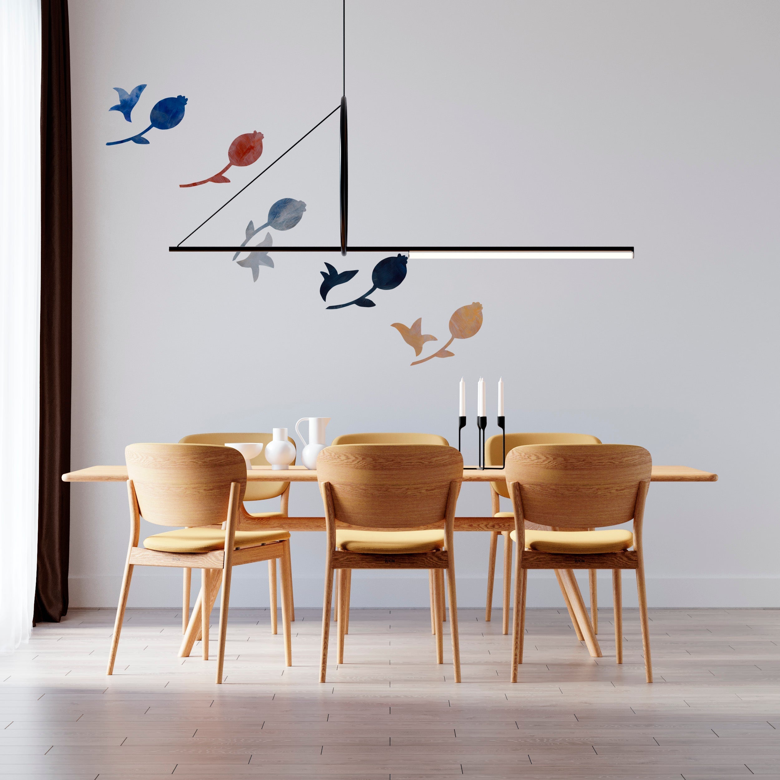 enkel vægdekoration i spisestue