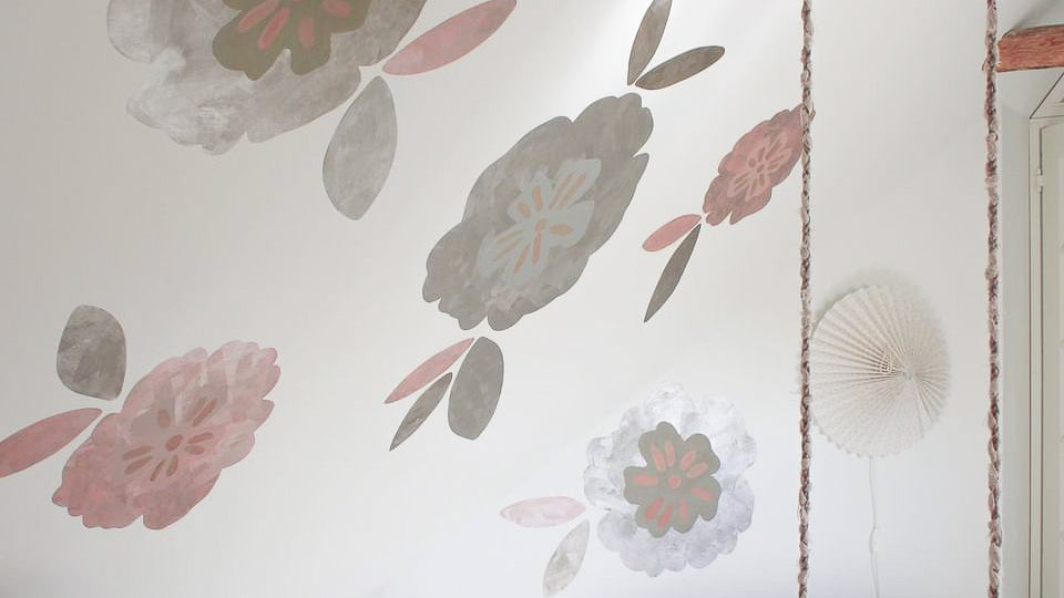 store blomster wall stickers i pigeværelse