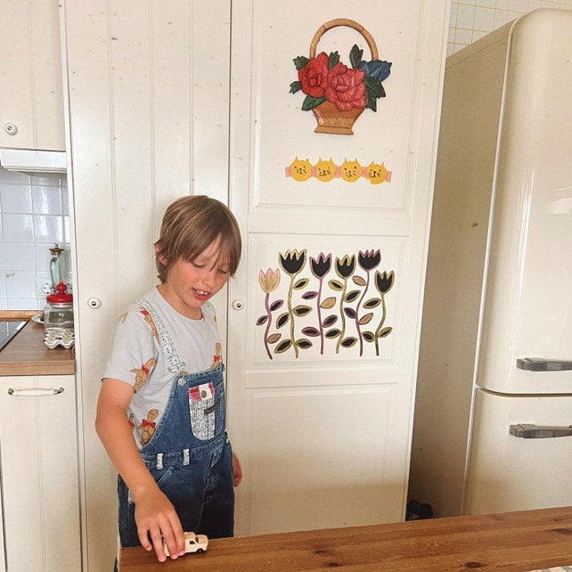 selvklæbende folie blomster vægdekoration til køkkenskab