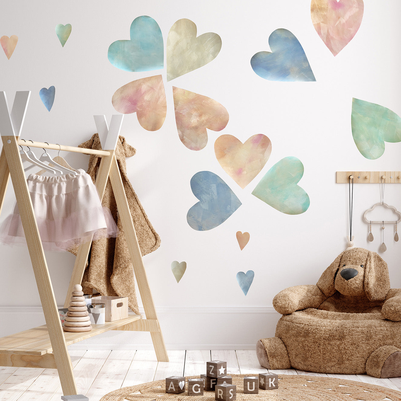 hjerte tapet i børneværelse