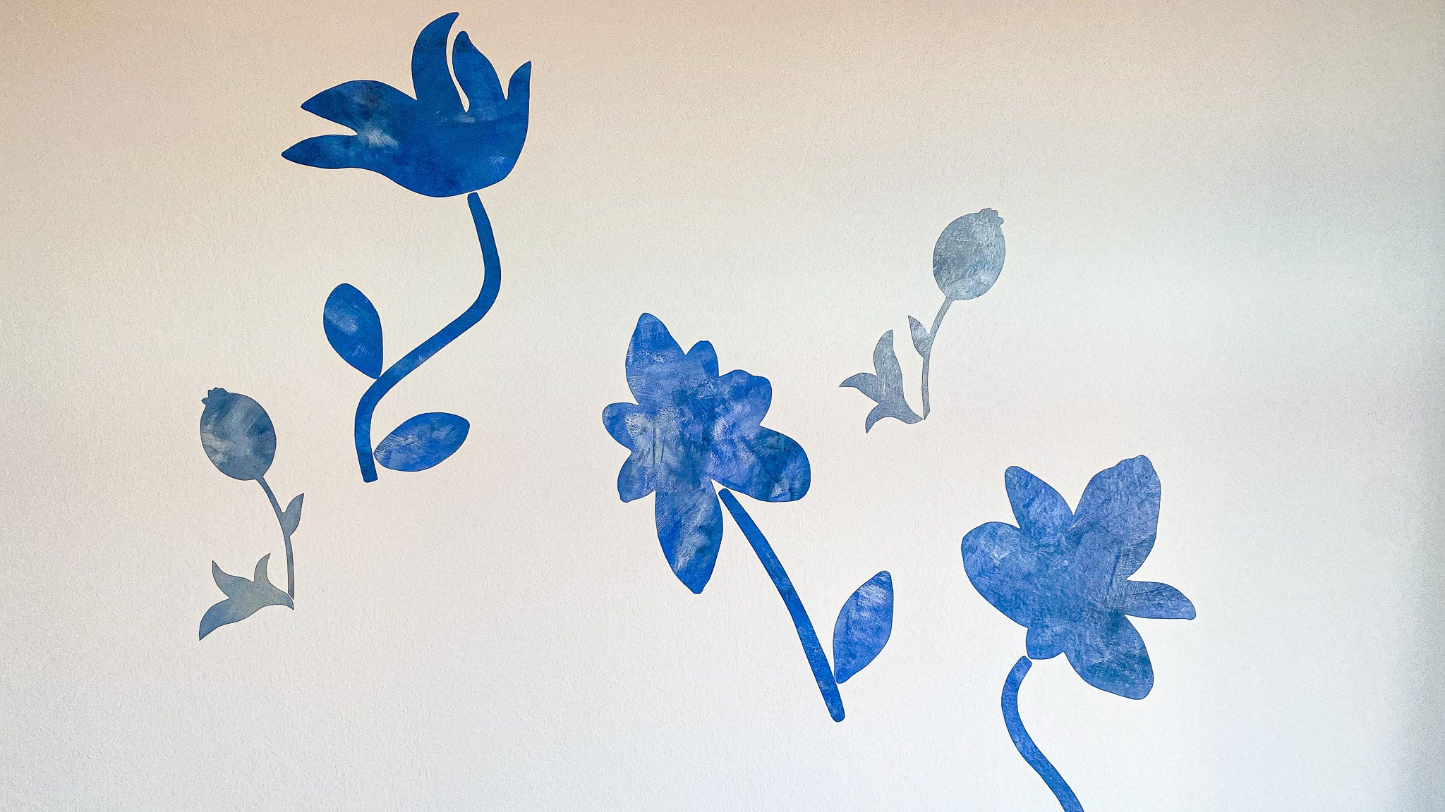Blå blomster wallstickers.