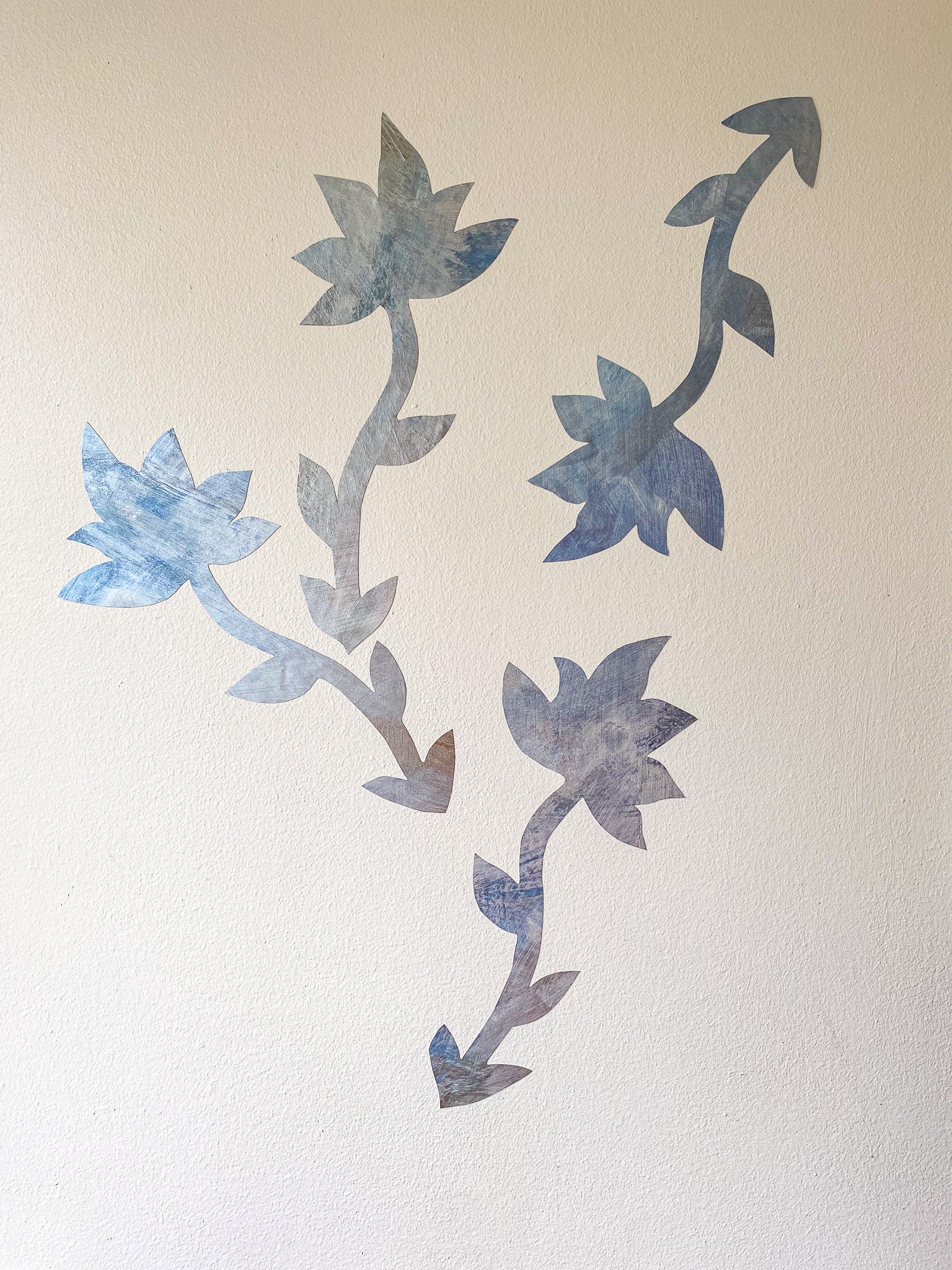 FLORAL blomstret tapetbort blå (1,4 m)