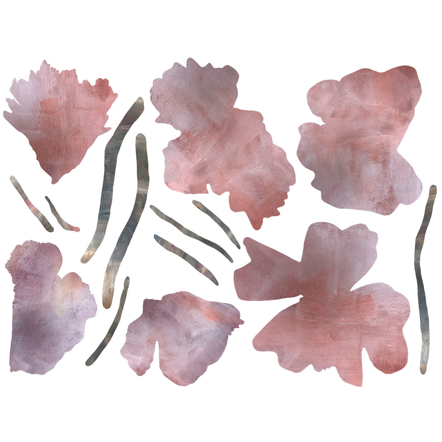 wallsticker sæt med kobber blomster