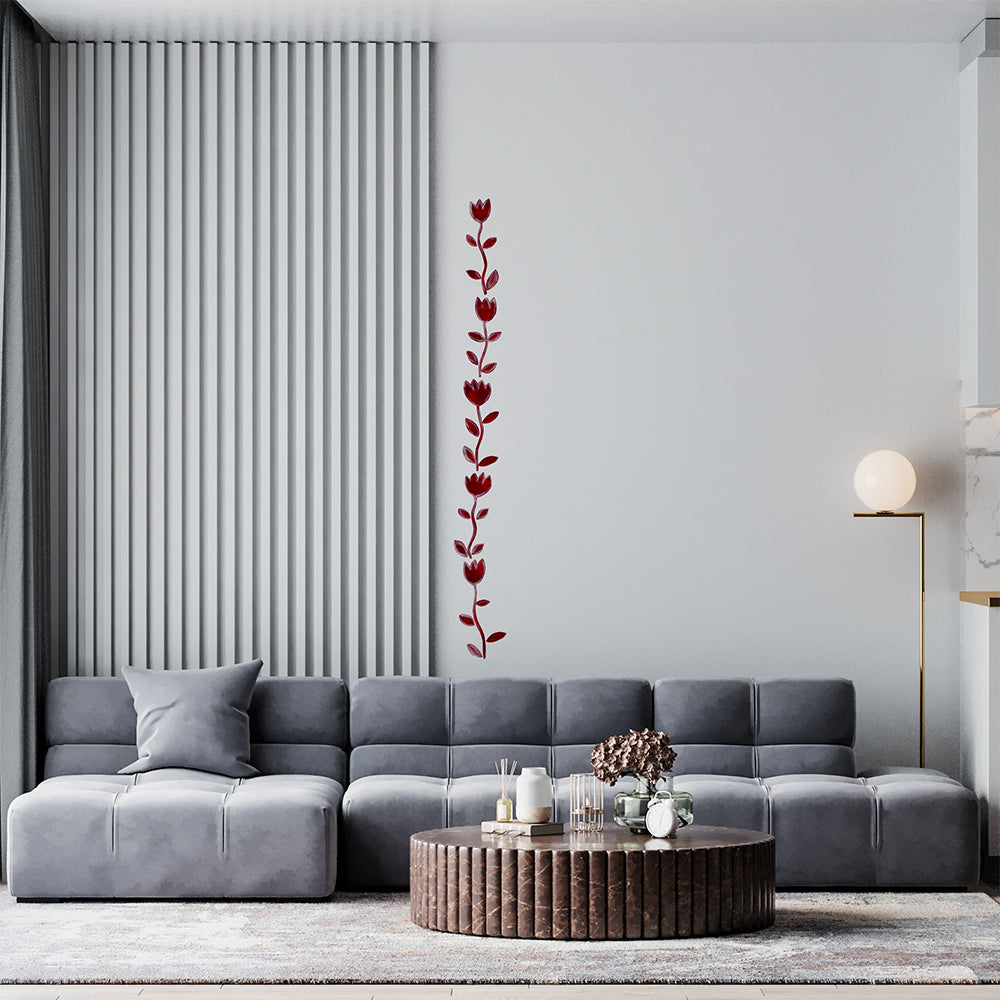 tapetbort i stue med røde blomster