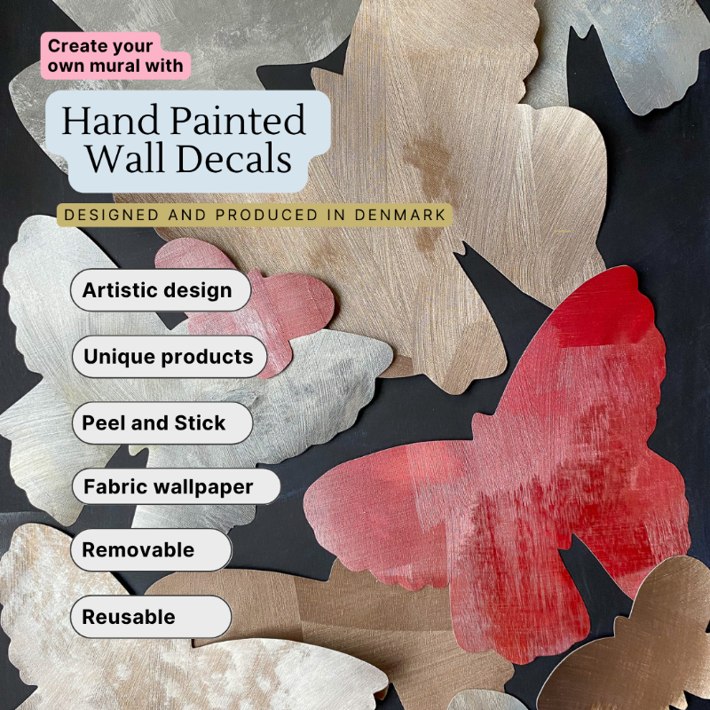 håndmalede sommerfugle wall stickers fra Tonka Papers