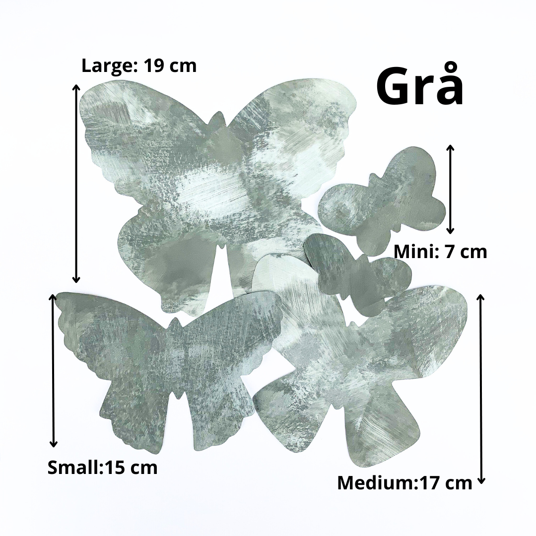 graa håndmalede sommerfugle wall stickers
