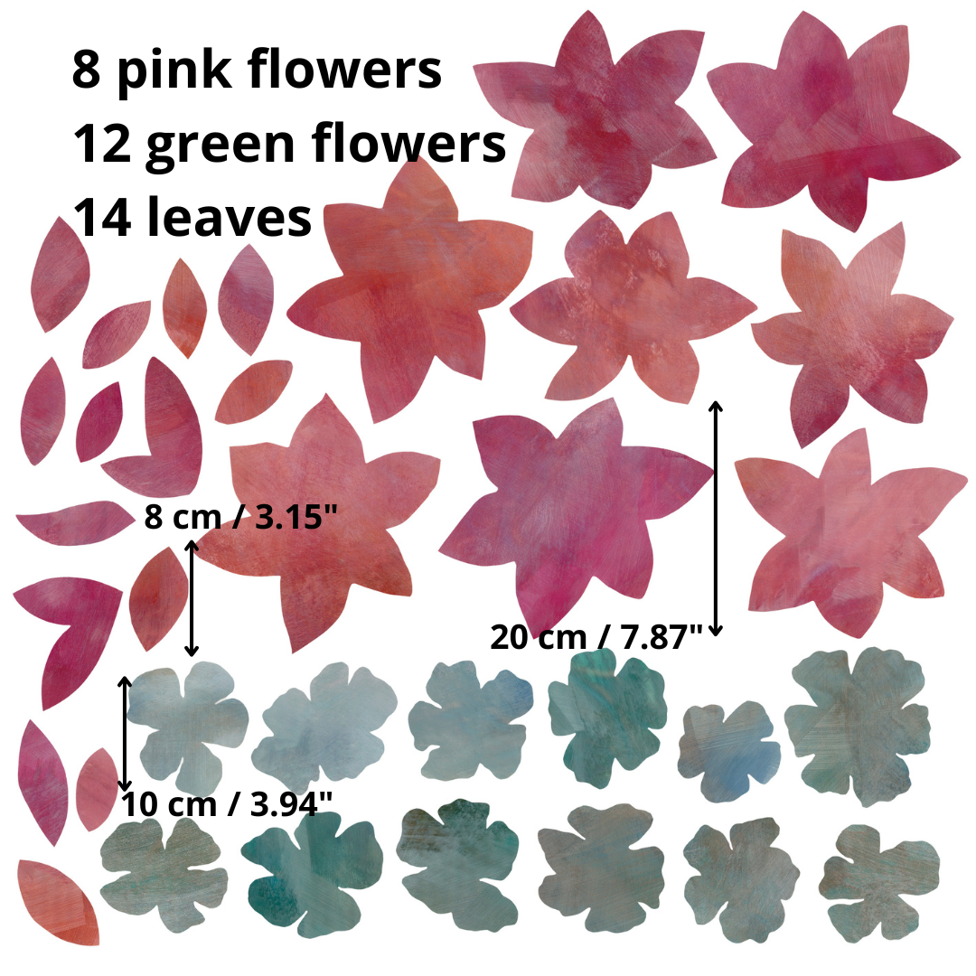 MAGNOLIA pink blomster wall stickers
