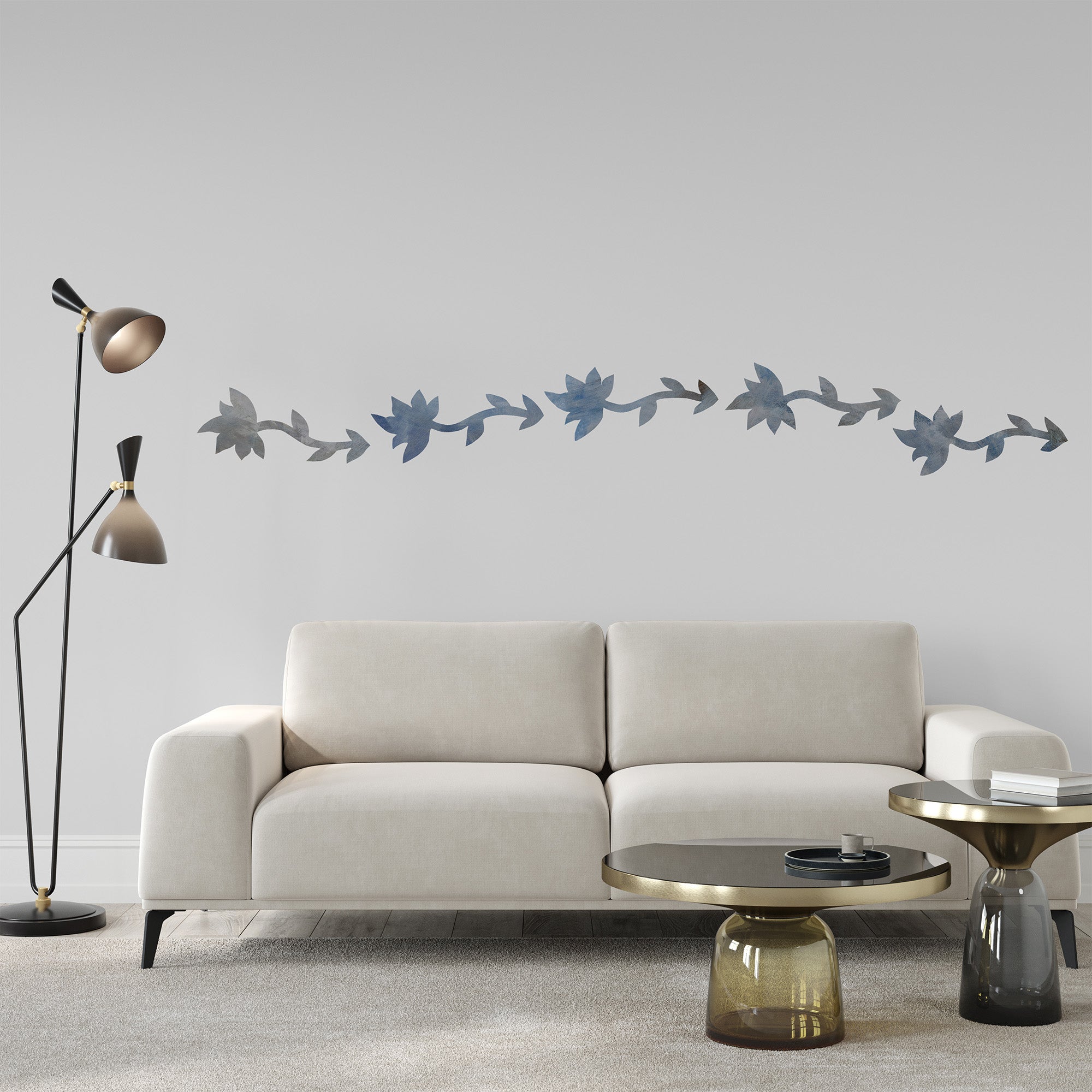 lille vægdekoration til stuen i blå