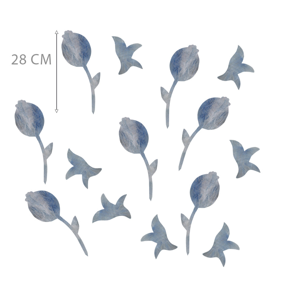 lyseblå blomster wallsticker sæt