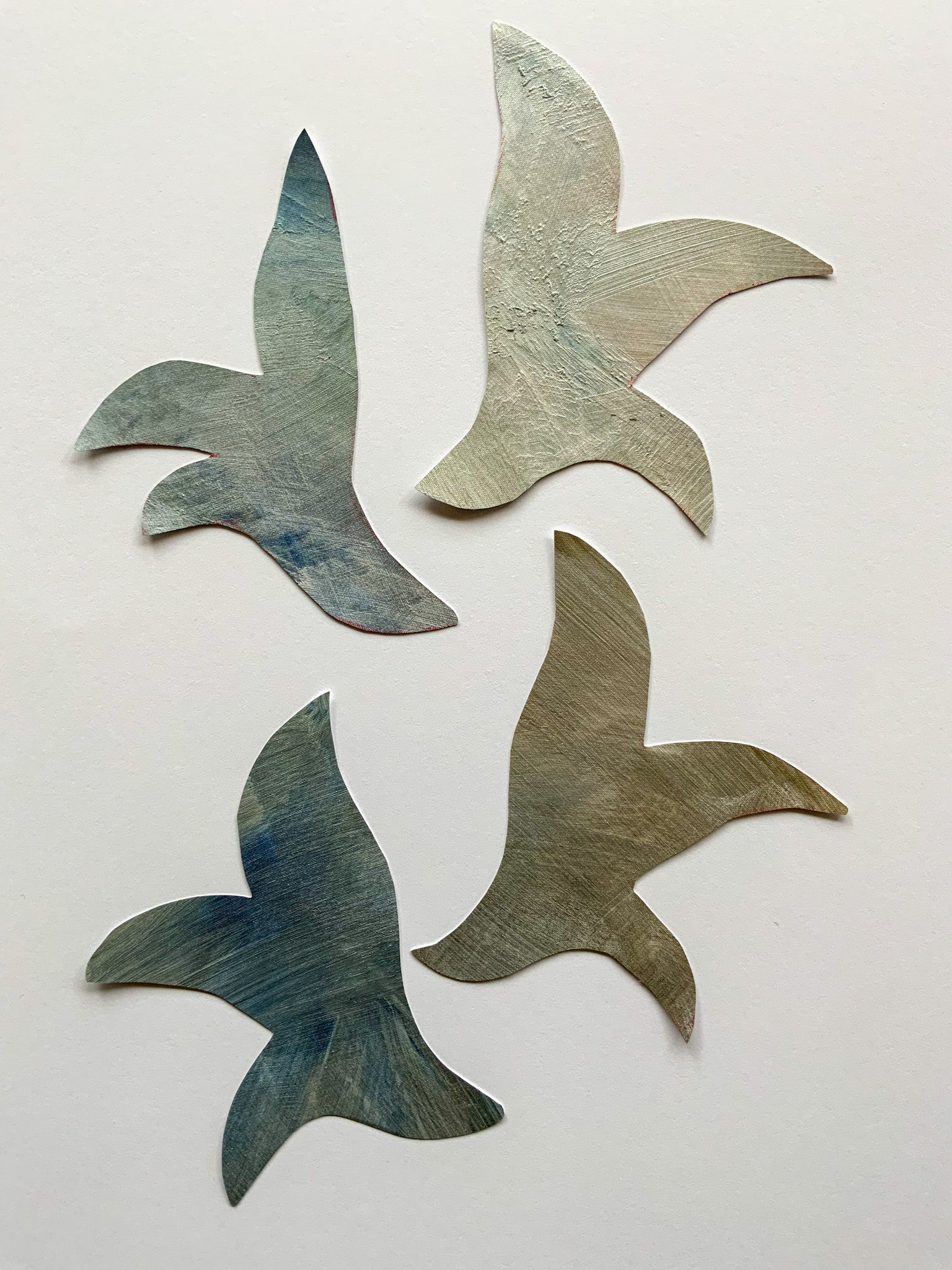 lyseblå blade wall stickers håndmalet