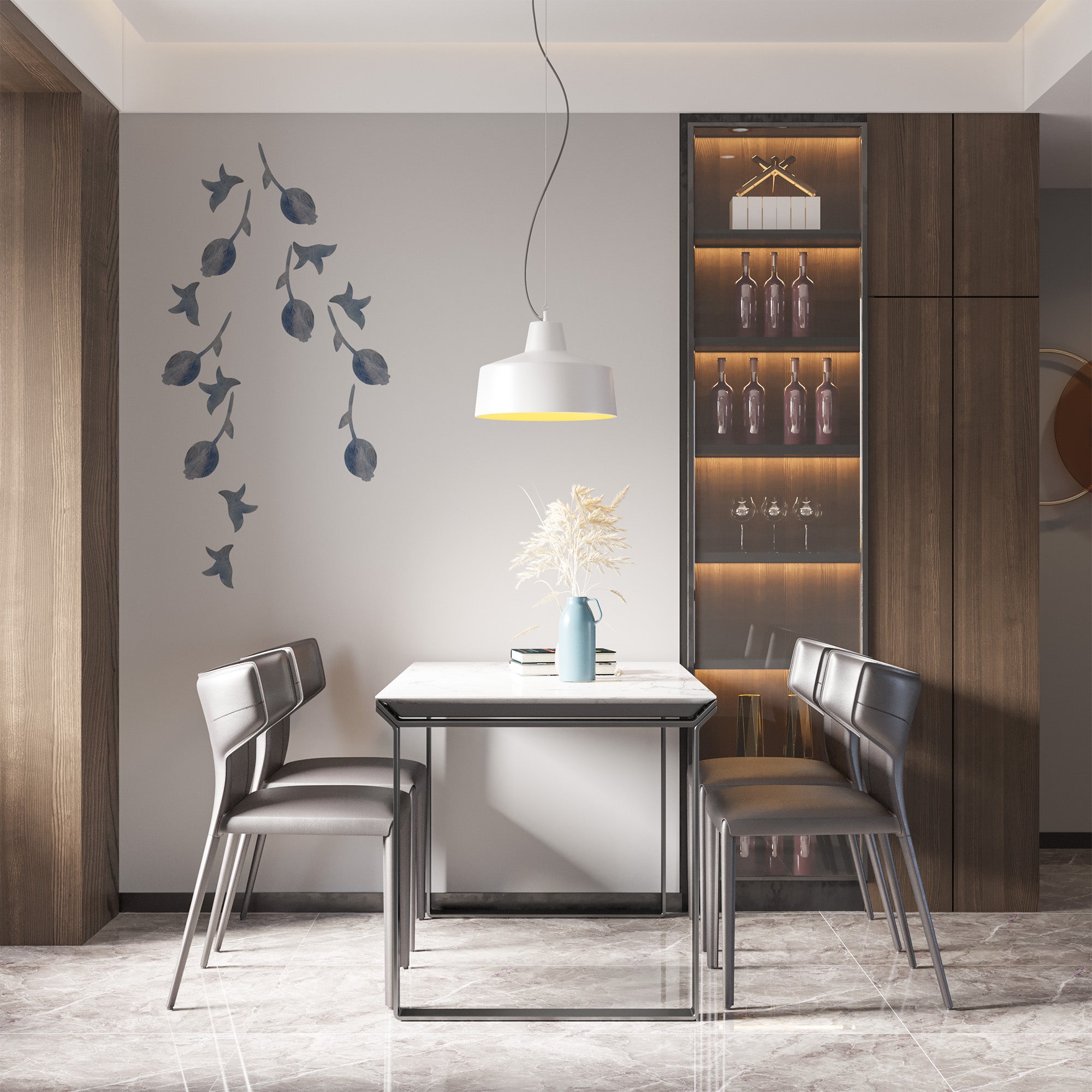 vægdekoration i spisestue