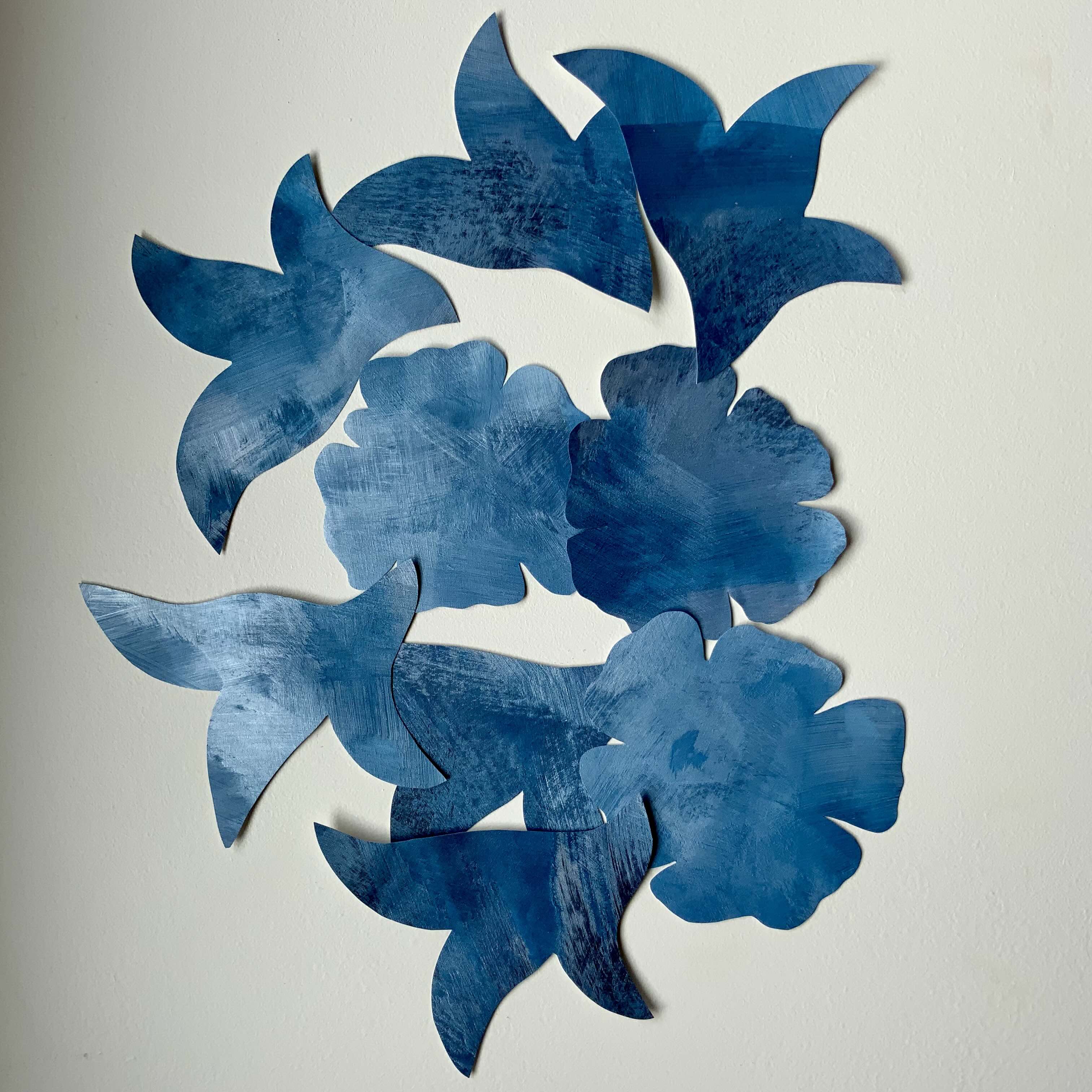 dark blue flower wall decal border