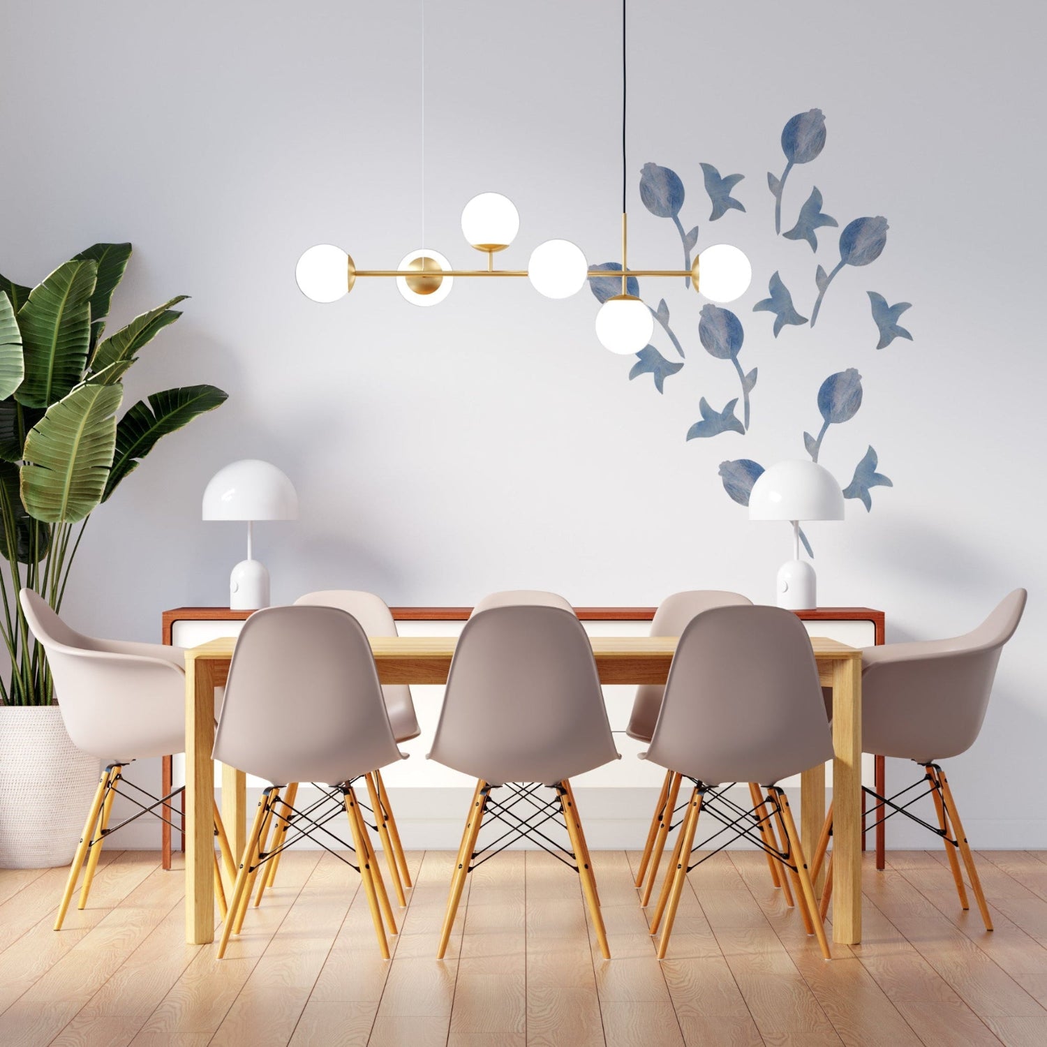 lyseblå blomster vægdekoration