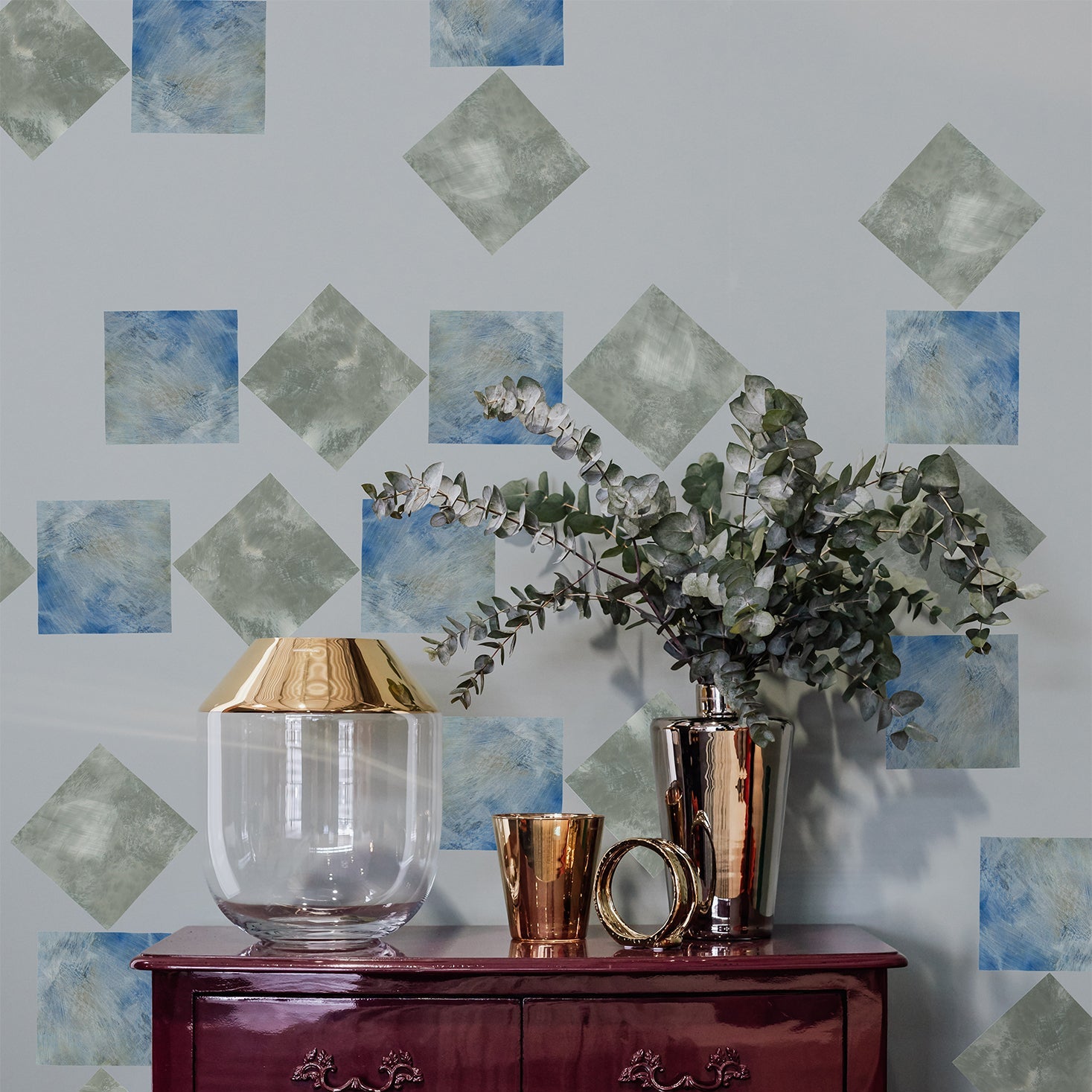 LARGE SQUARES wide geometric wallpaper border
