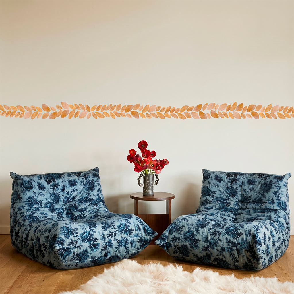 gold leaves wallpaper border peel and stick for living room