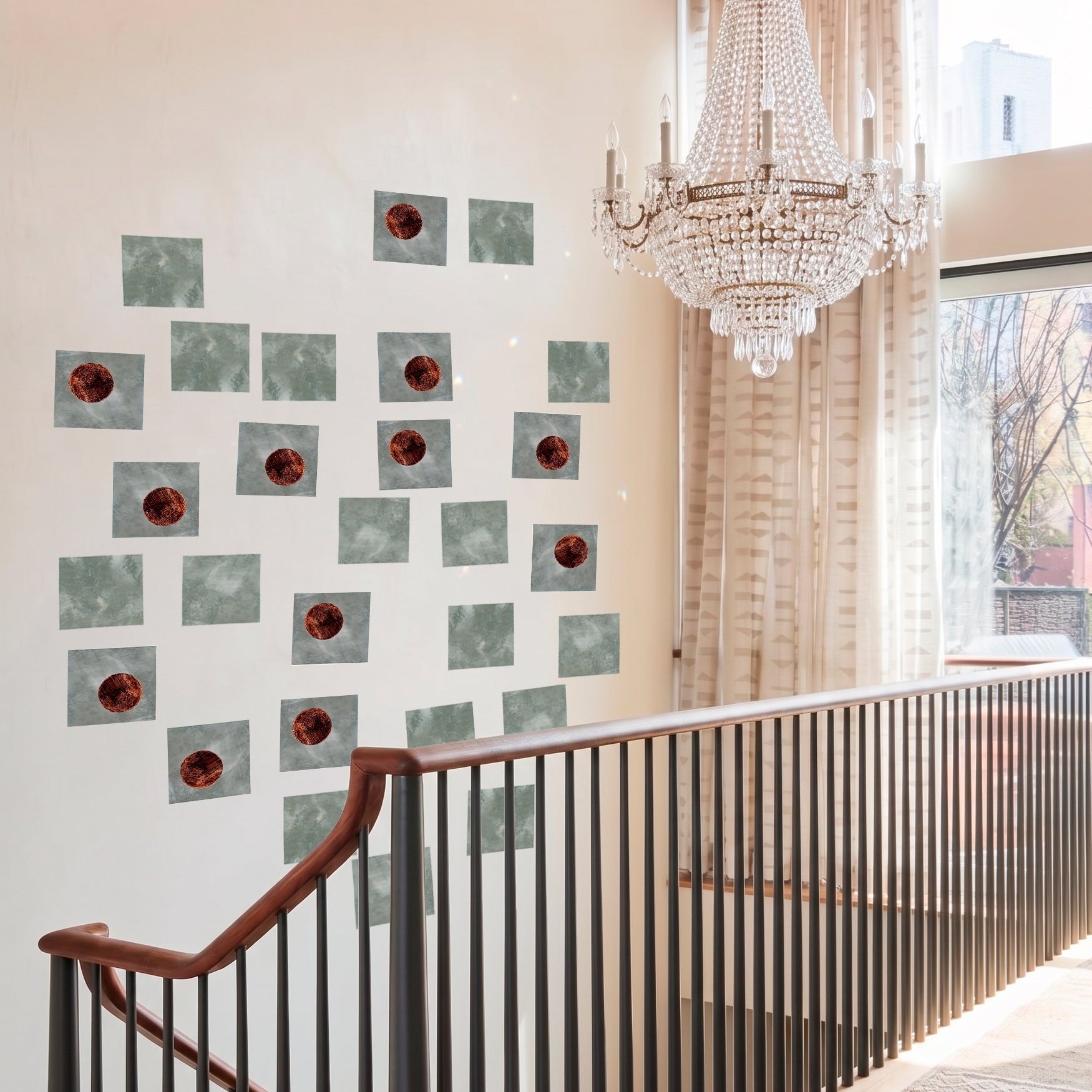 LARGE SQUARES with gold leaf circles