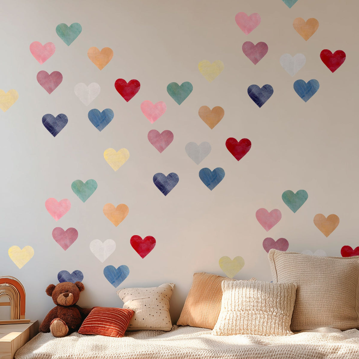 heart wall decals in girl nursery