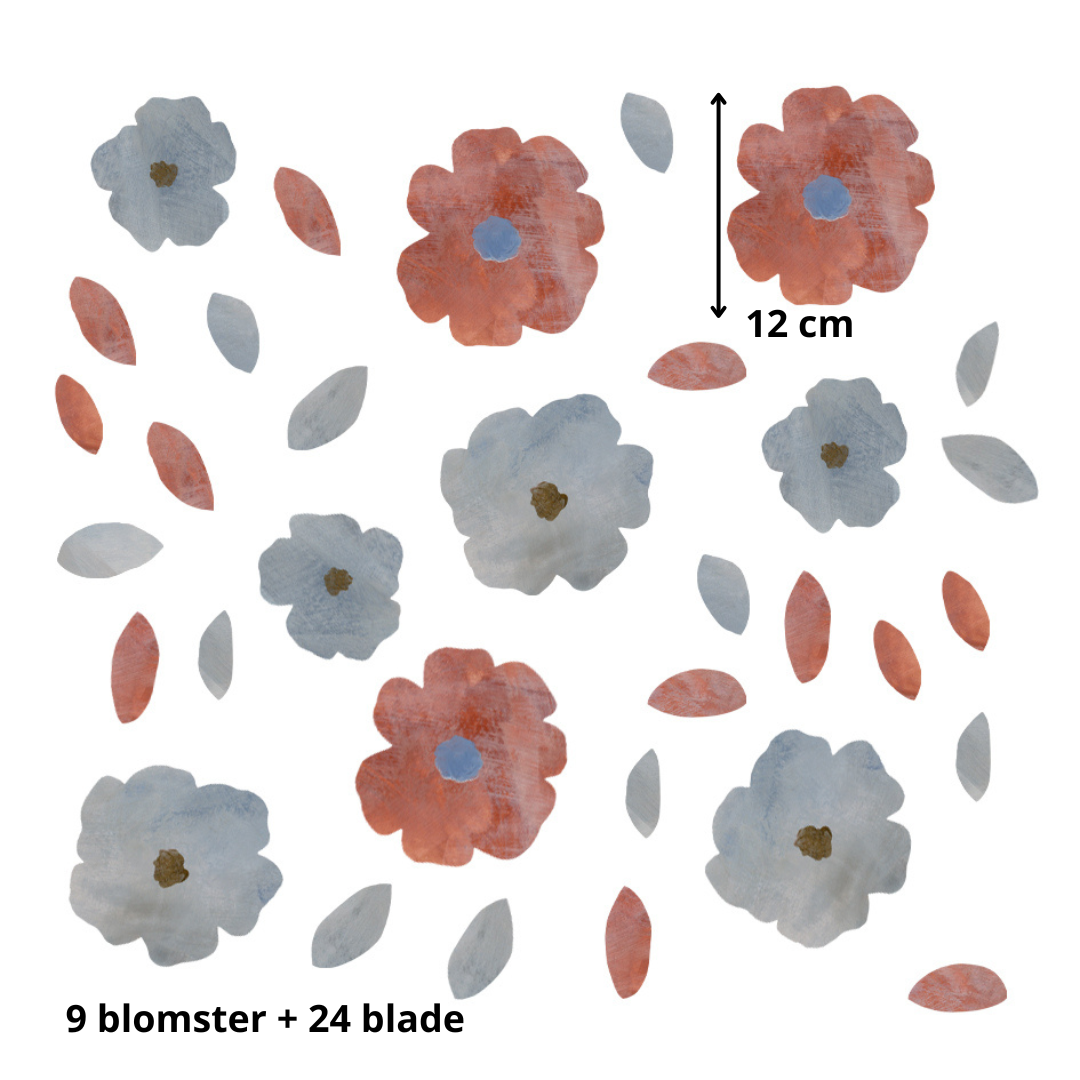kobber og lyseblå blomster wall stickers
