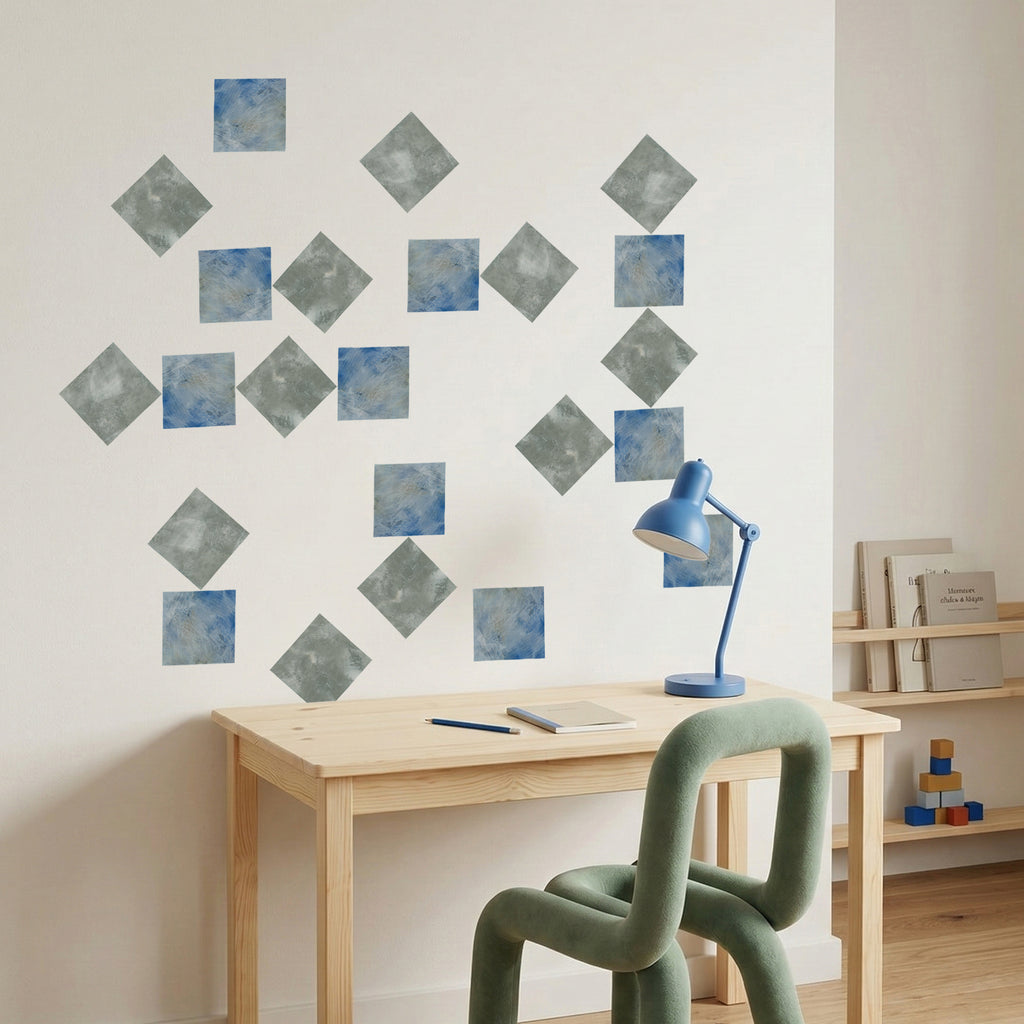 modern grey and blue wall art for kids room