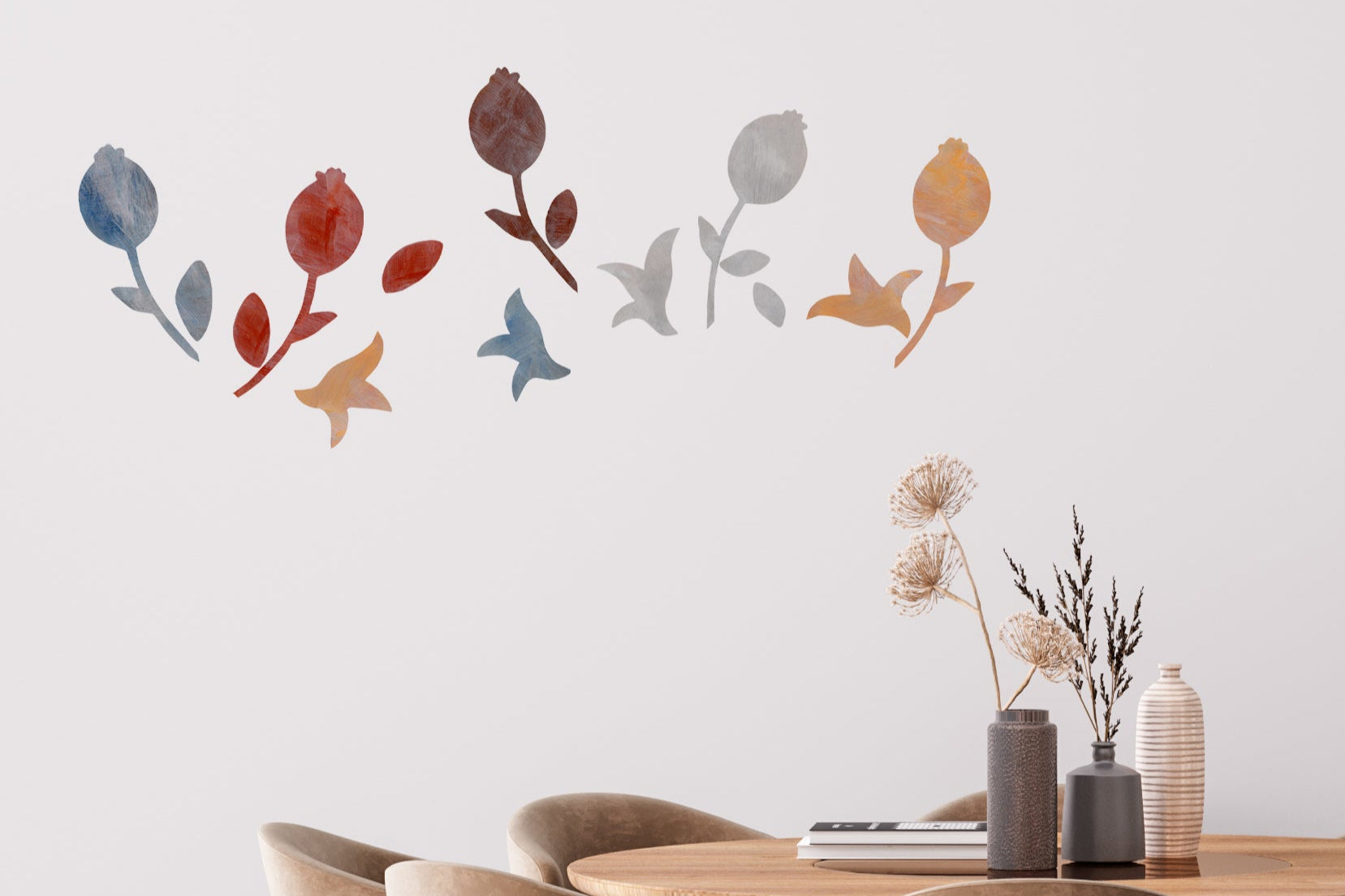 blomster vægdekoraton til spisestuen