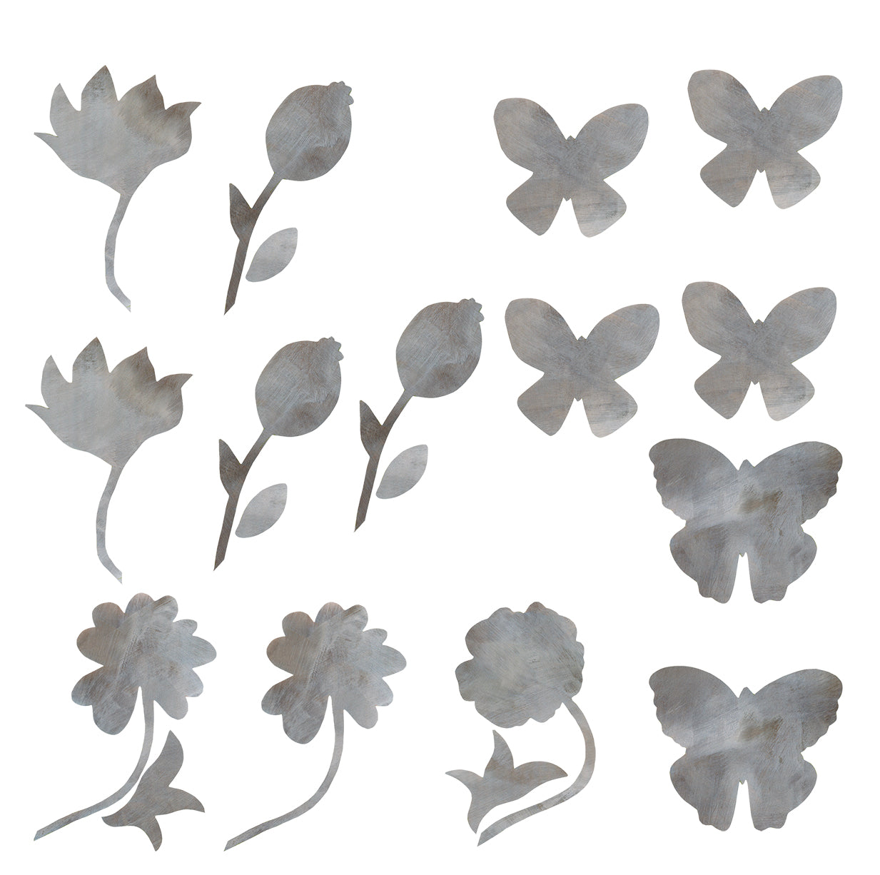 sæt med sommerfugle og blomster vægpynt