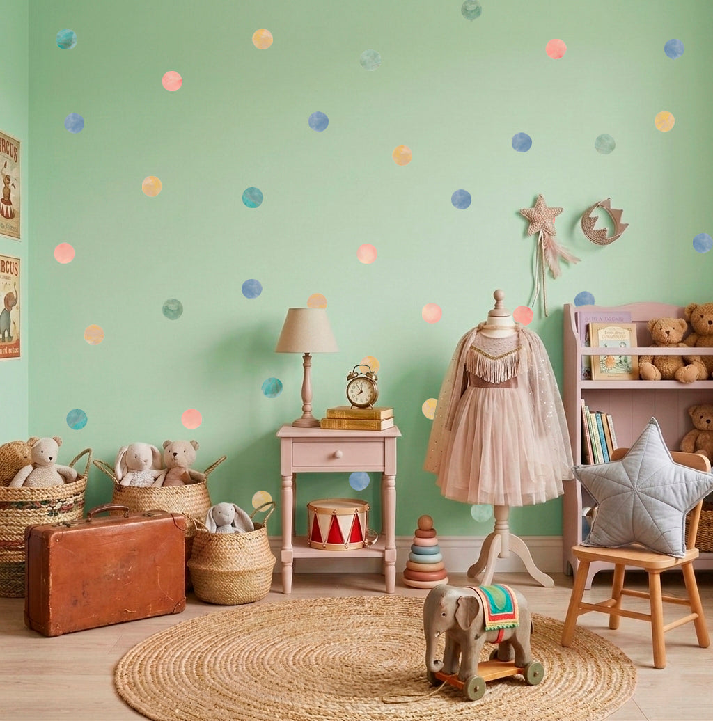pastel prikker wall stickers i børneværelse