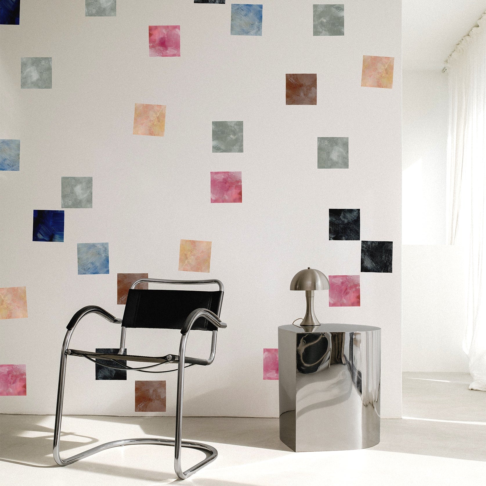 LARGE SQUARES wide geometric wallpaper border
