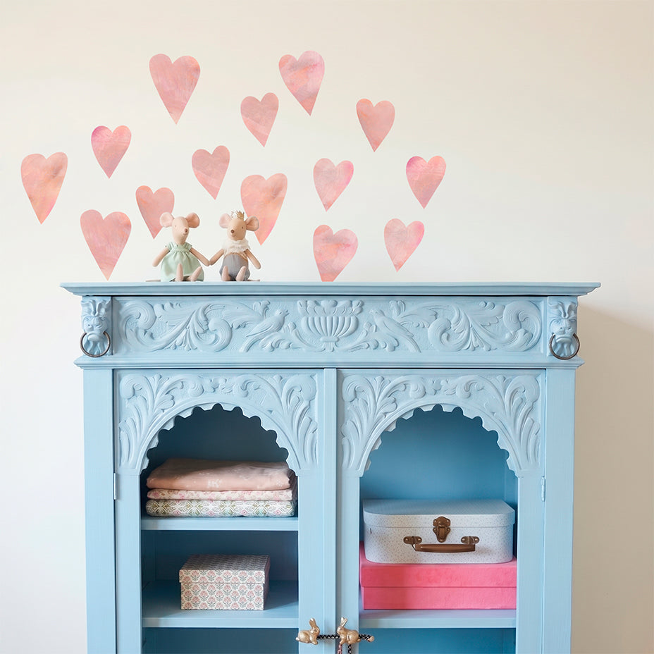 HEARTS pink heart wall stickers - large set