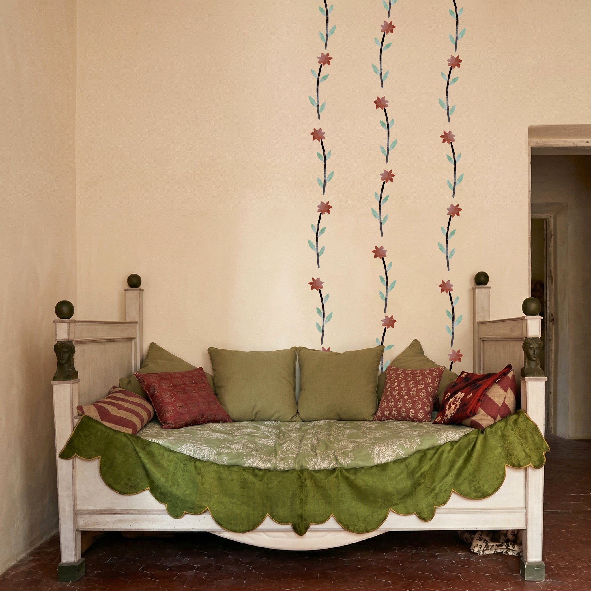 LONG-STEMMED FLOWER wallpaper border