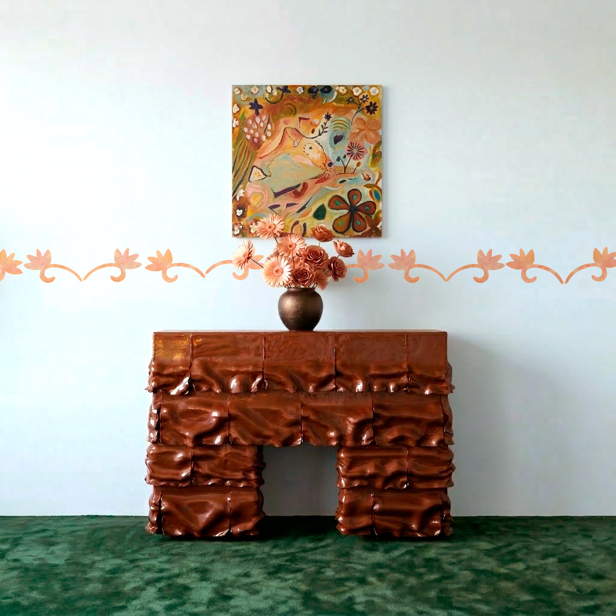 lyserød blomster tapetbort