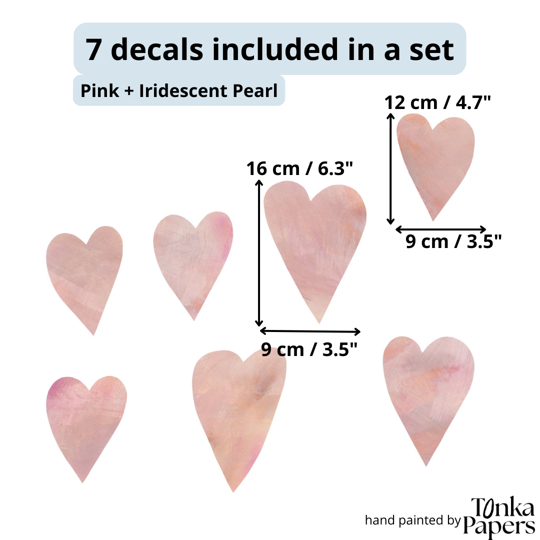 HEARTS pink heart wall stickers - large set