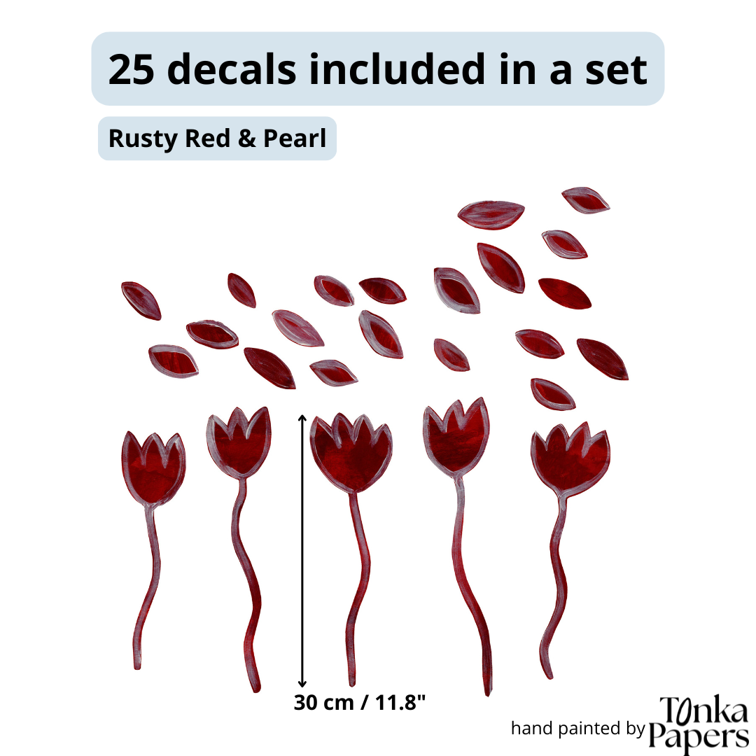 små røde blomster wall stickers