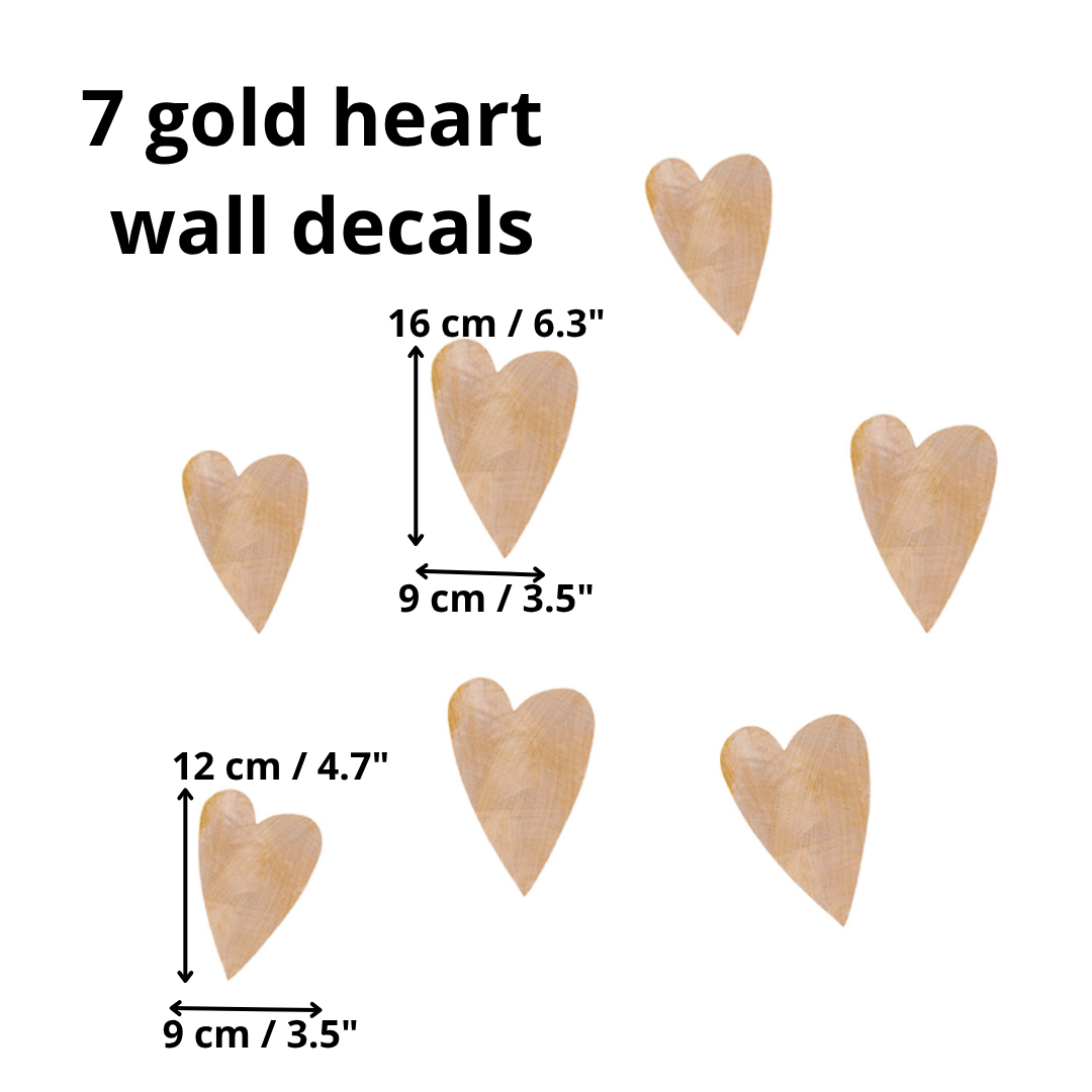GOLD HEART wall stickers - large set