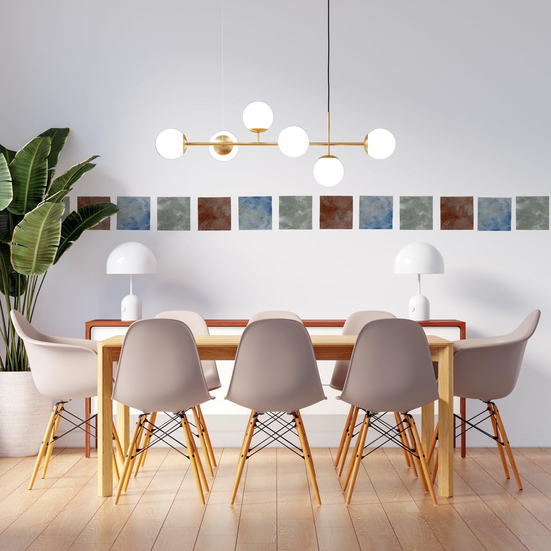 LARGE SQUARES wide geometric wallpaper border