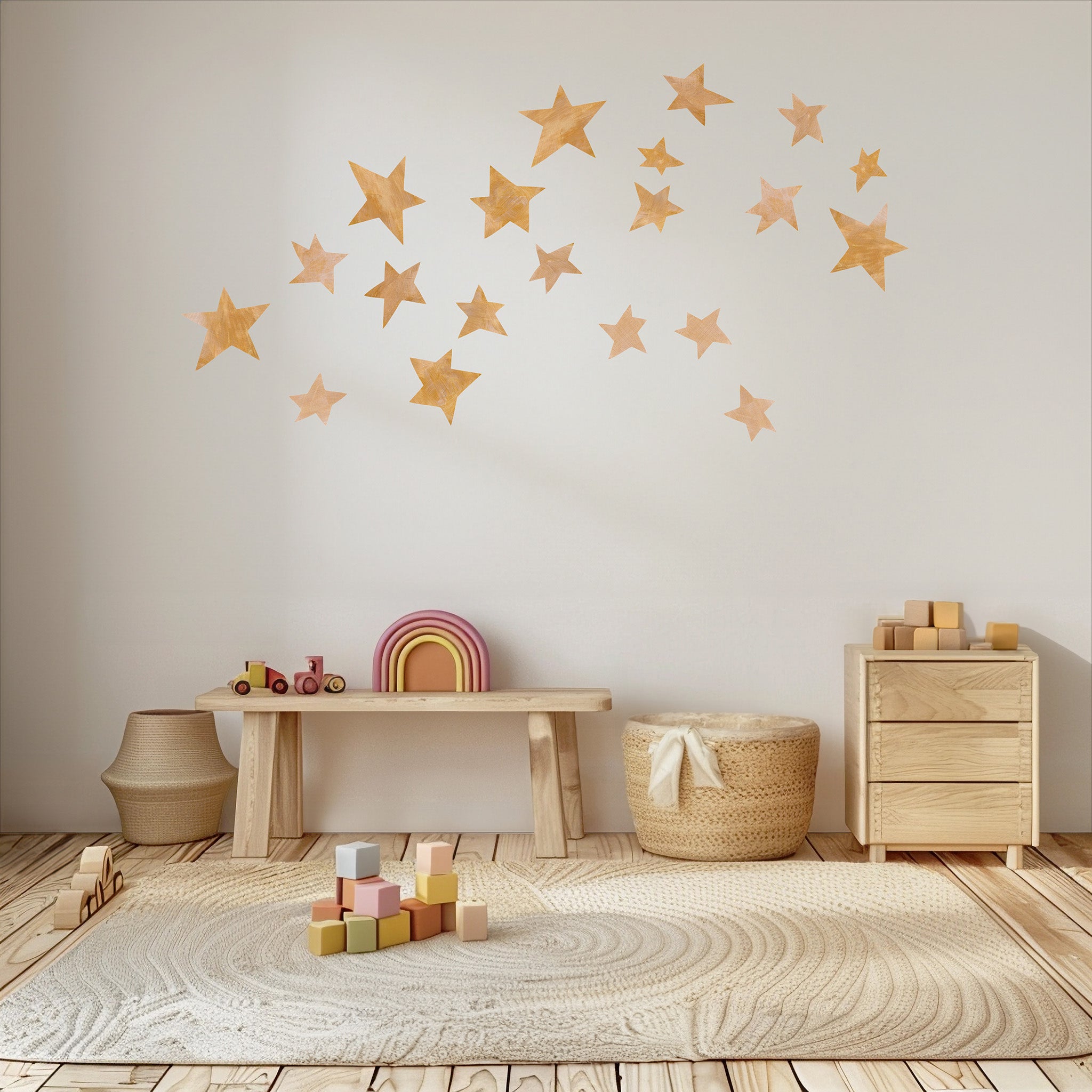 guld stjerne wall stickers i børneværelse. Tonka papers håndmalede wall stickers