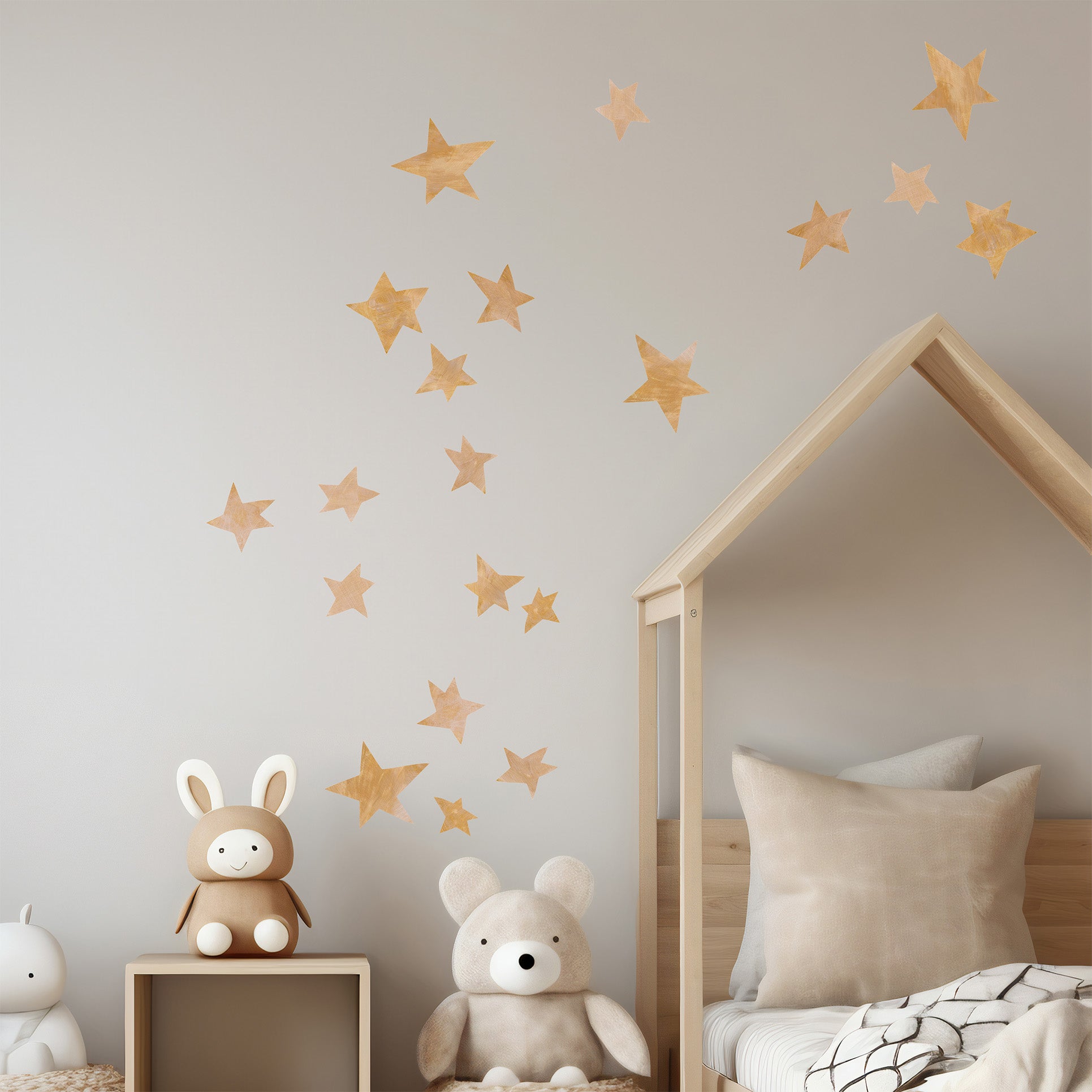 stjerne wall stickers i neutralt børneværelse