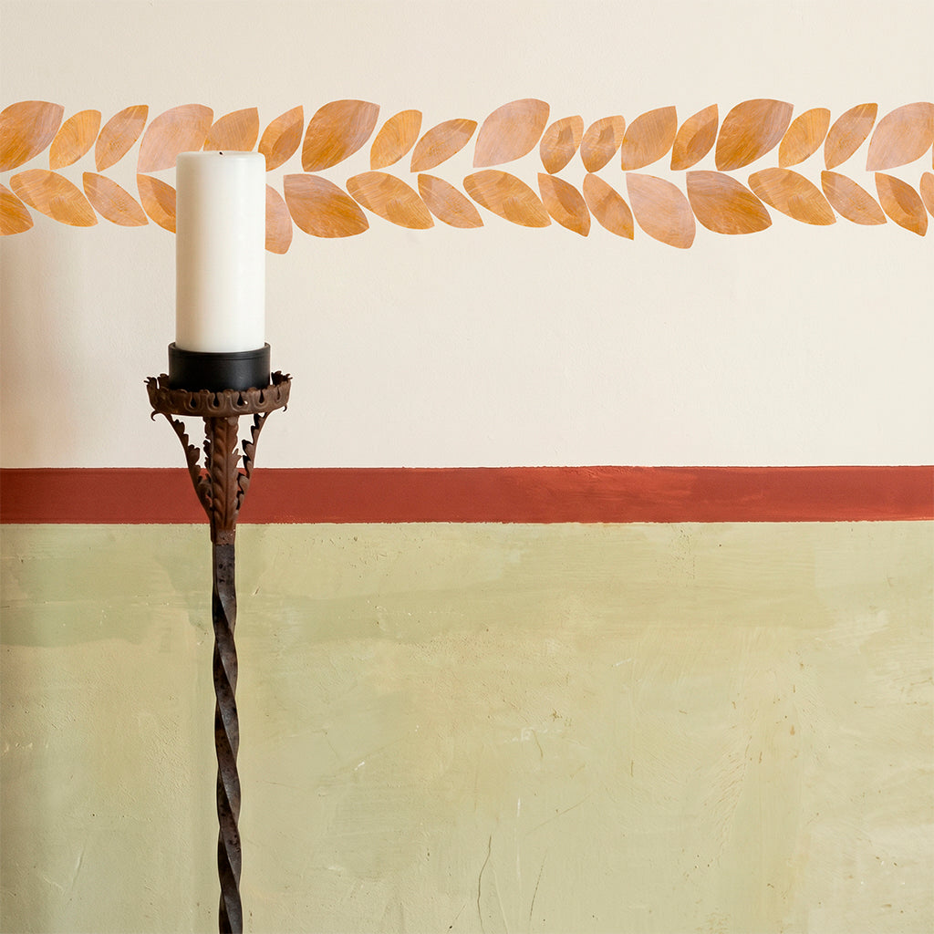 fabric wall sticker wall border with gold leaves