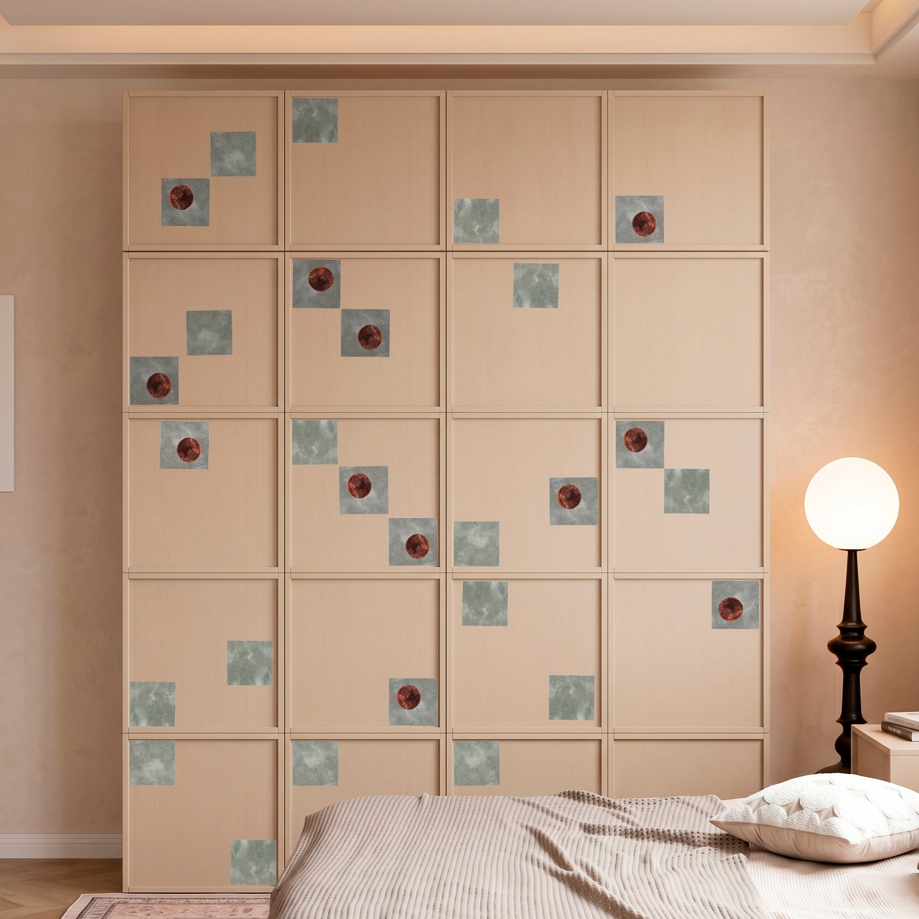 LARGE SQUARES with gold leaf circles