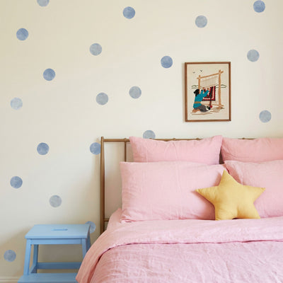 watercolour blue dot wall stickers in kids room
