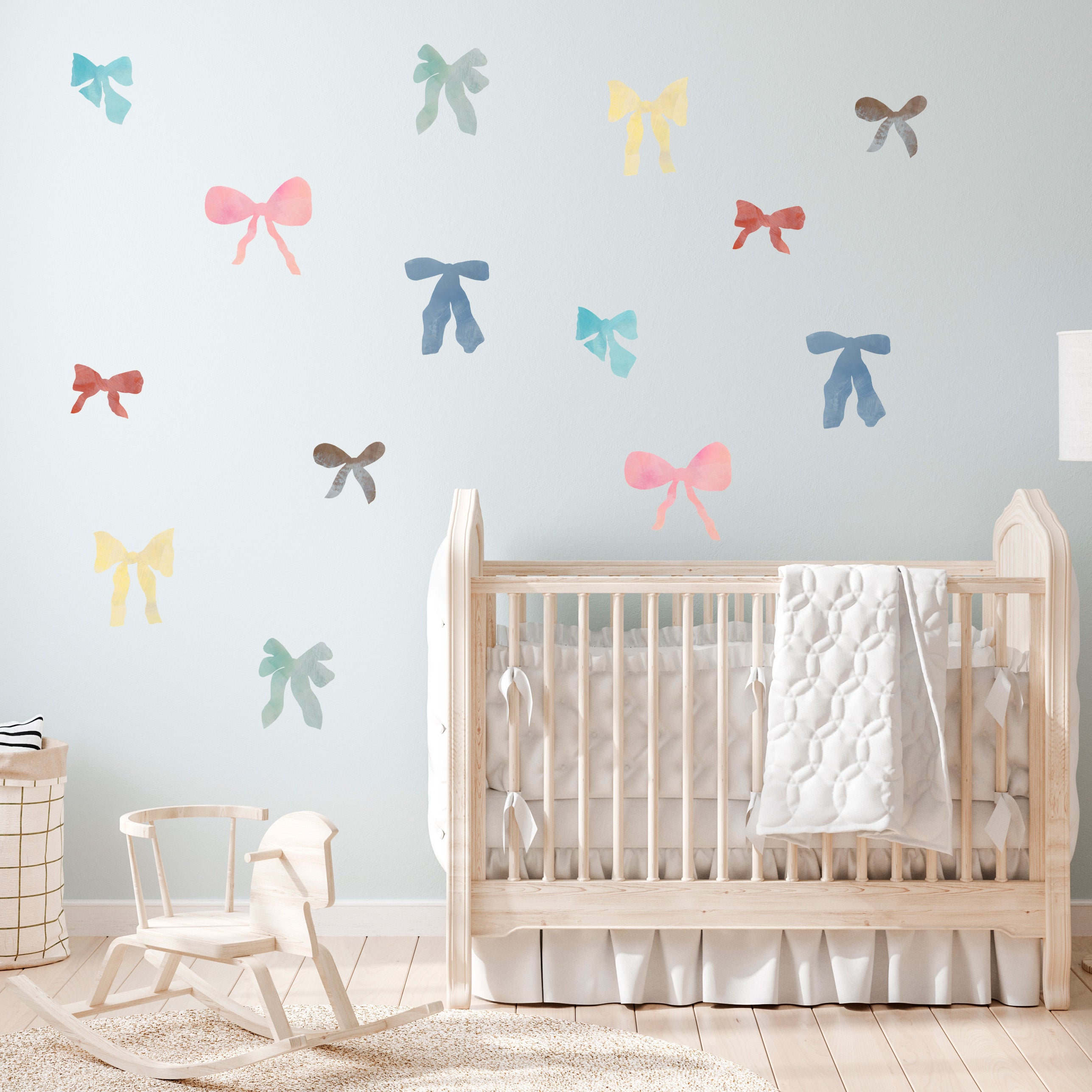 big bow wall decals in girl nursery