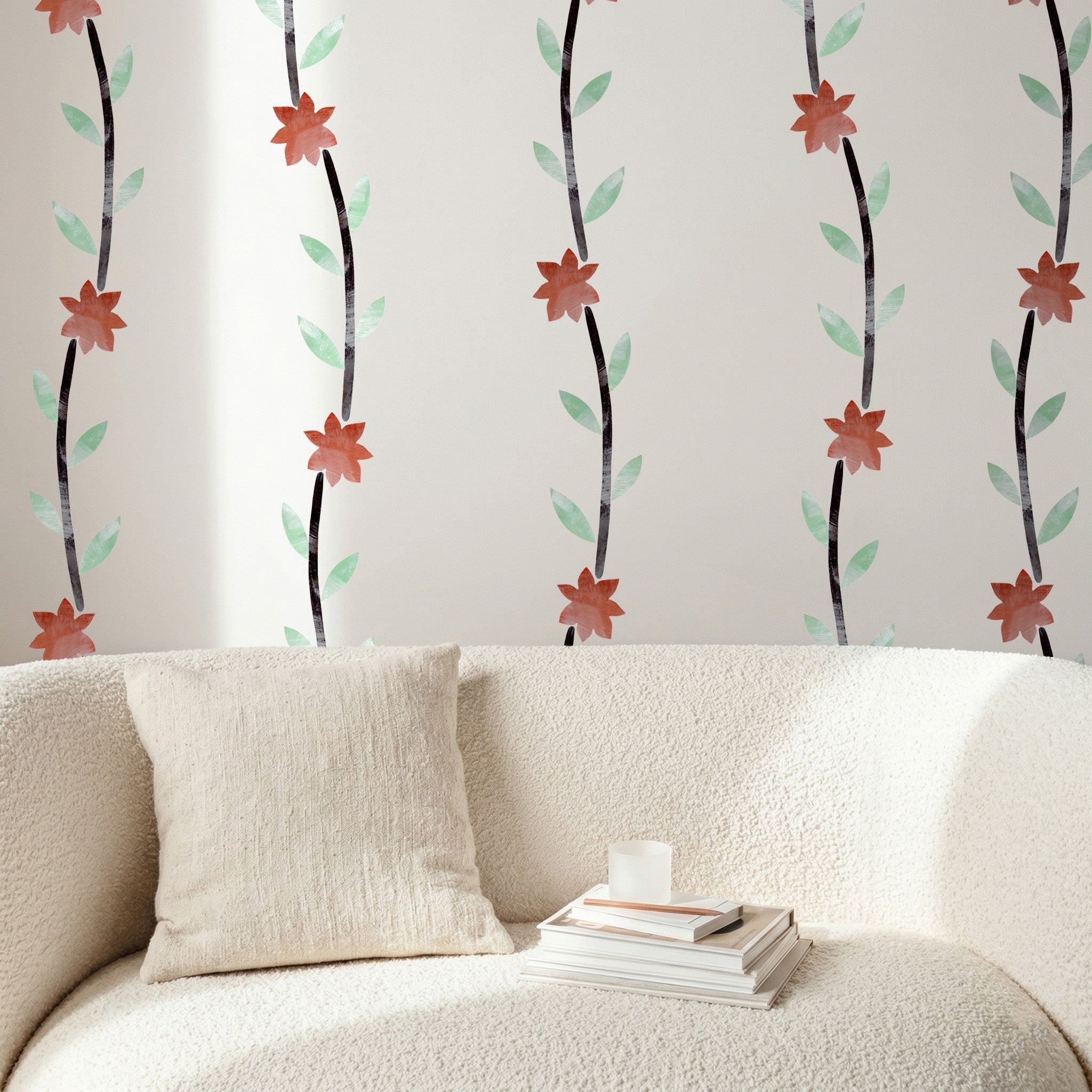 LONG-STEMMED FLOWER wallpaper border