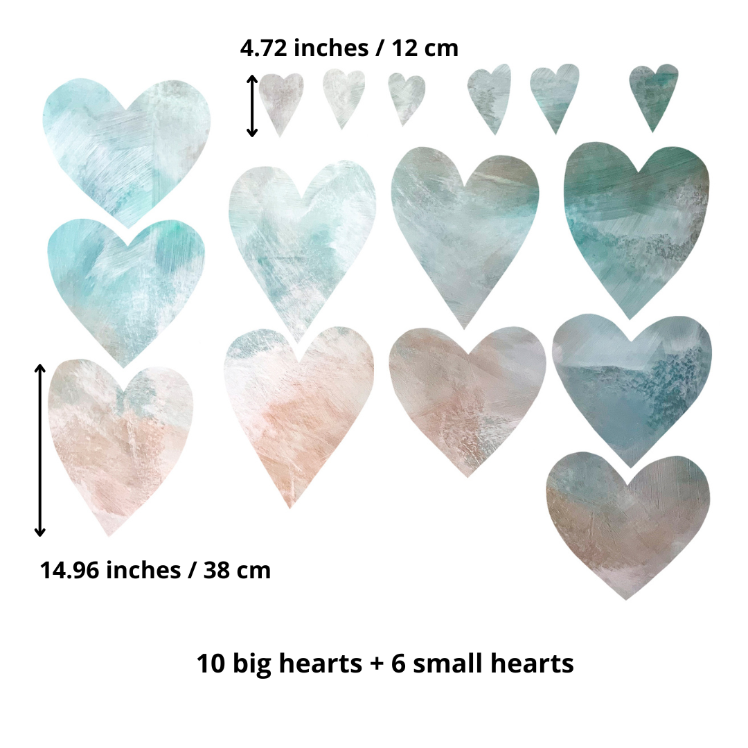 HEARTS grønne hjerte wall stickers - stort sæt