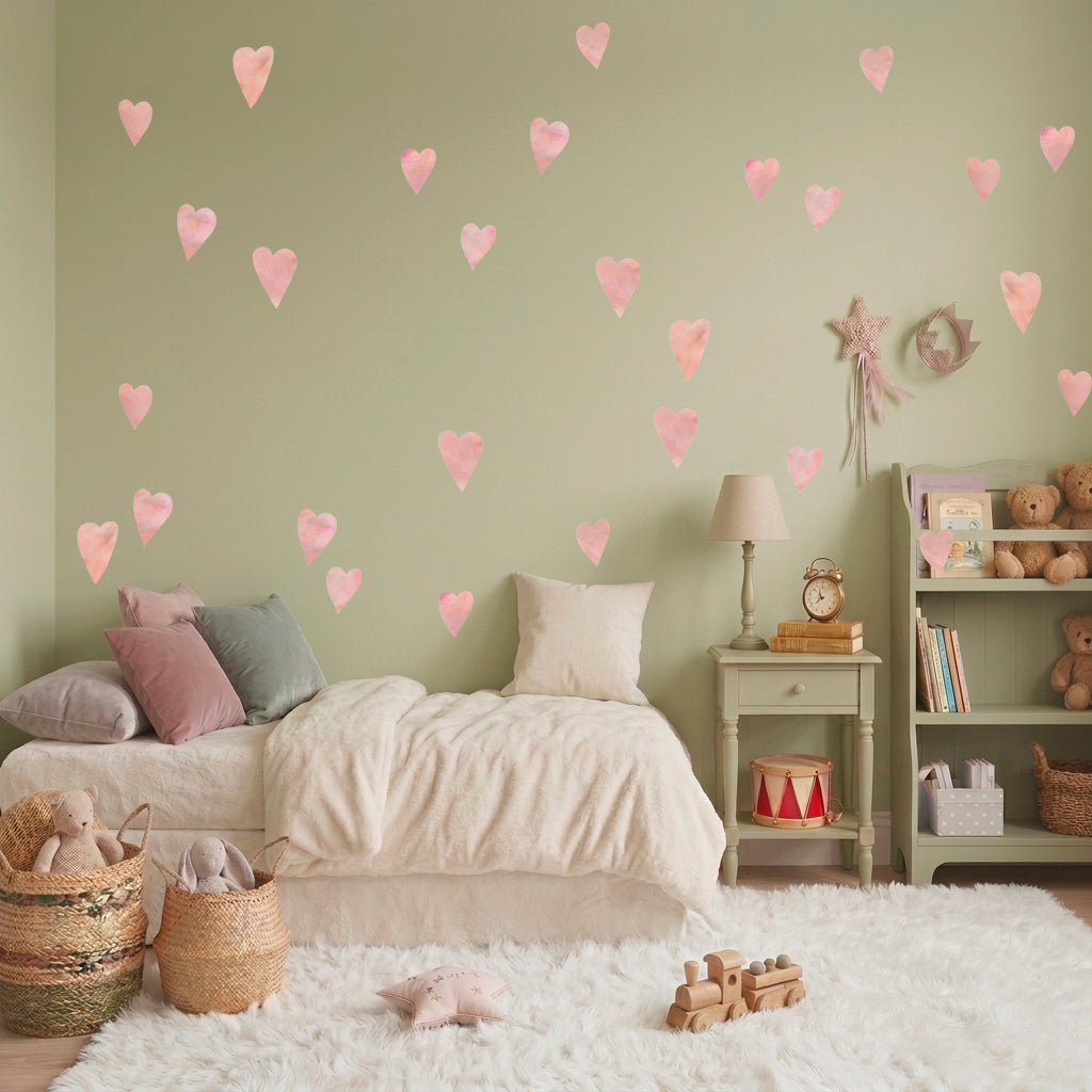 HEARTS pink heart wall stickers - large set
