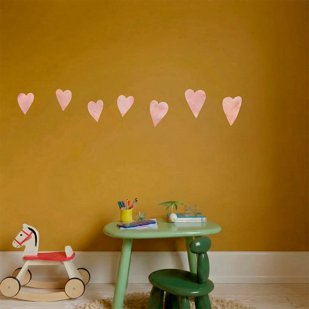 pink hjerte wall stickers i pigeværelse