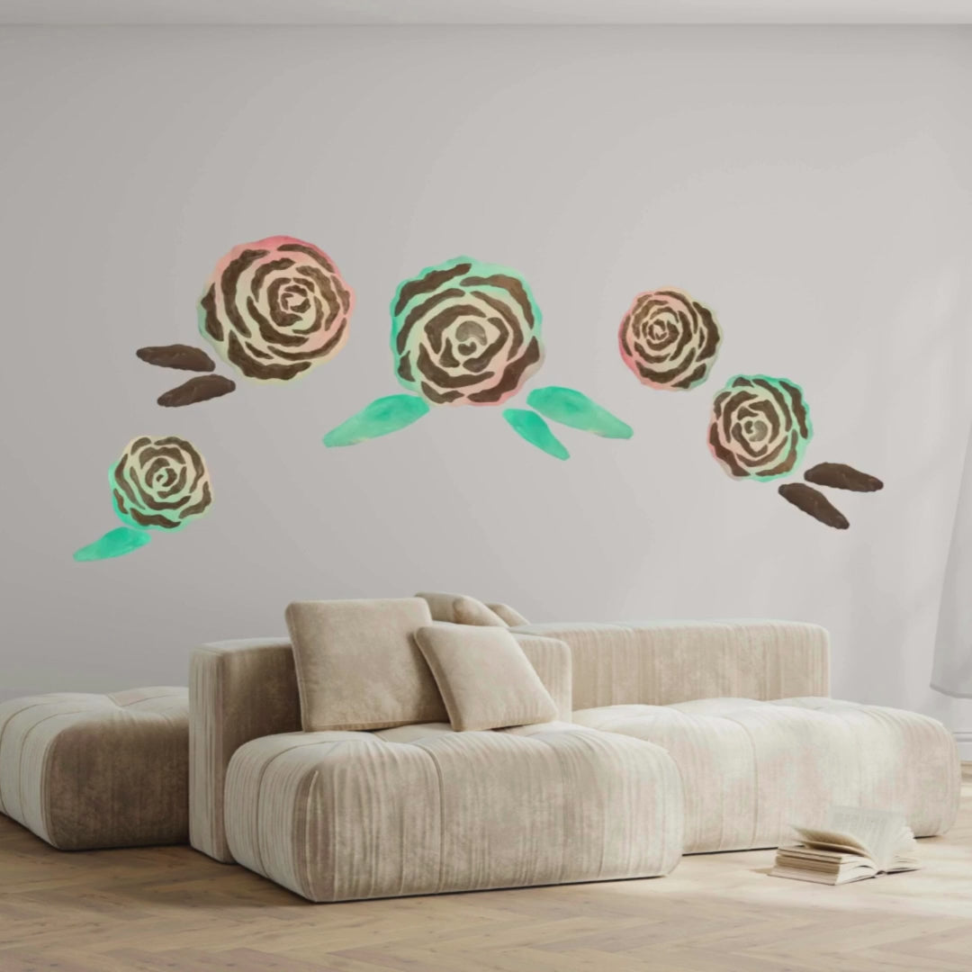 rose tapet i stue