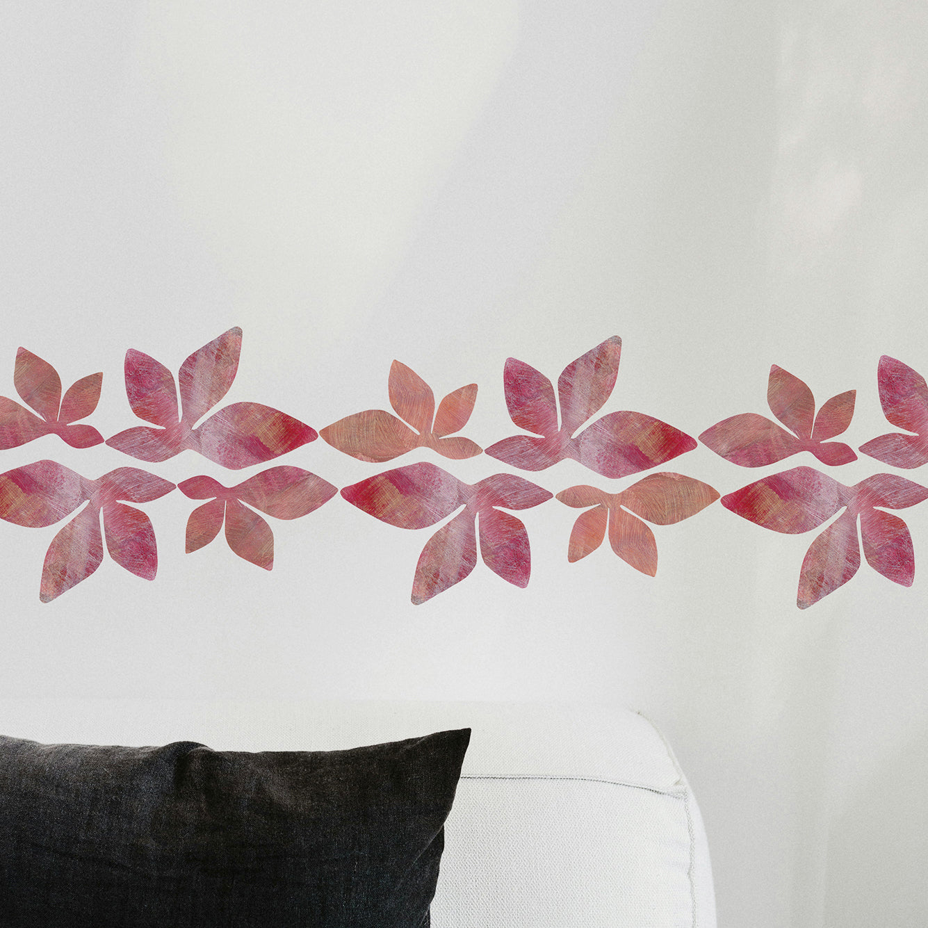 red flower wallpaper border with leaves