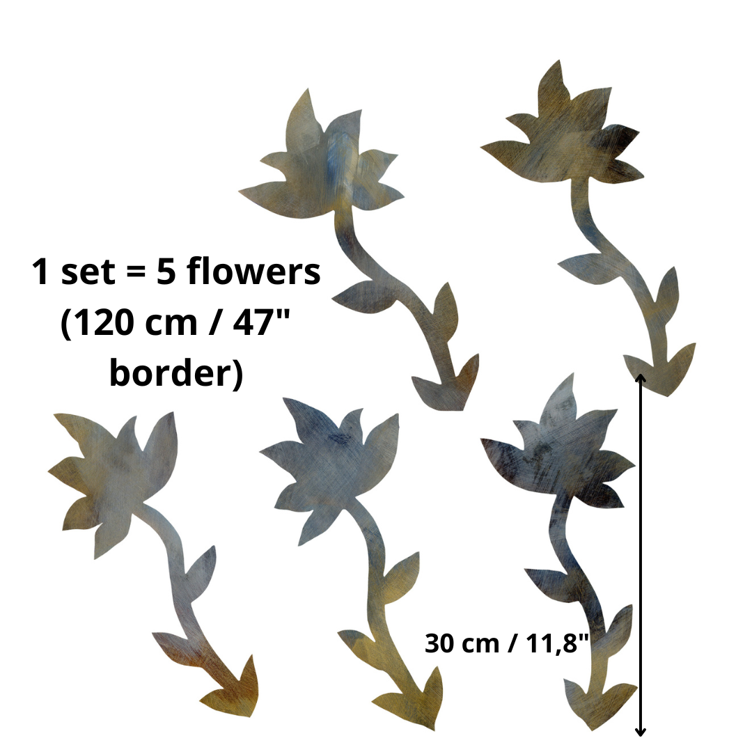 FLORAL tapetbort sort & guld (1,2 m)