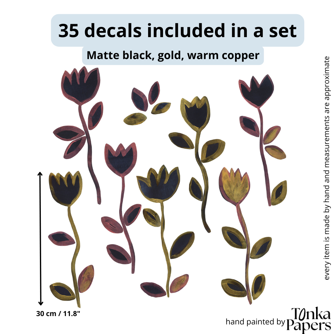 BLACK FLOWER wall decals